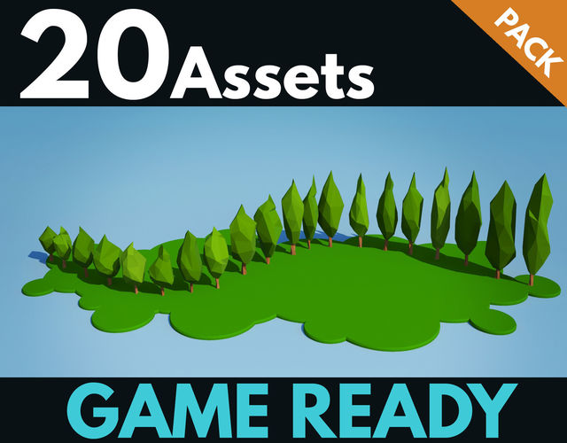 Cypress bushes Low-poly 3D model