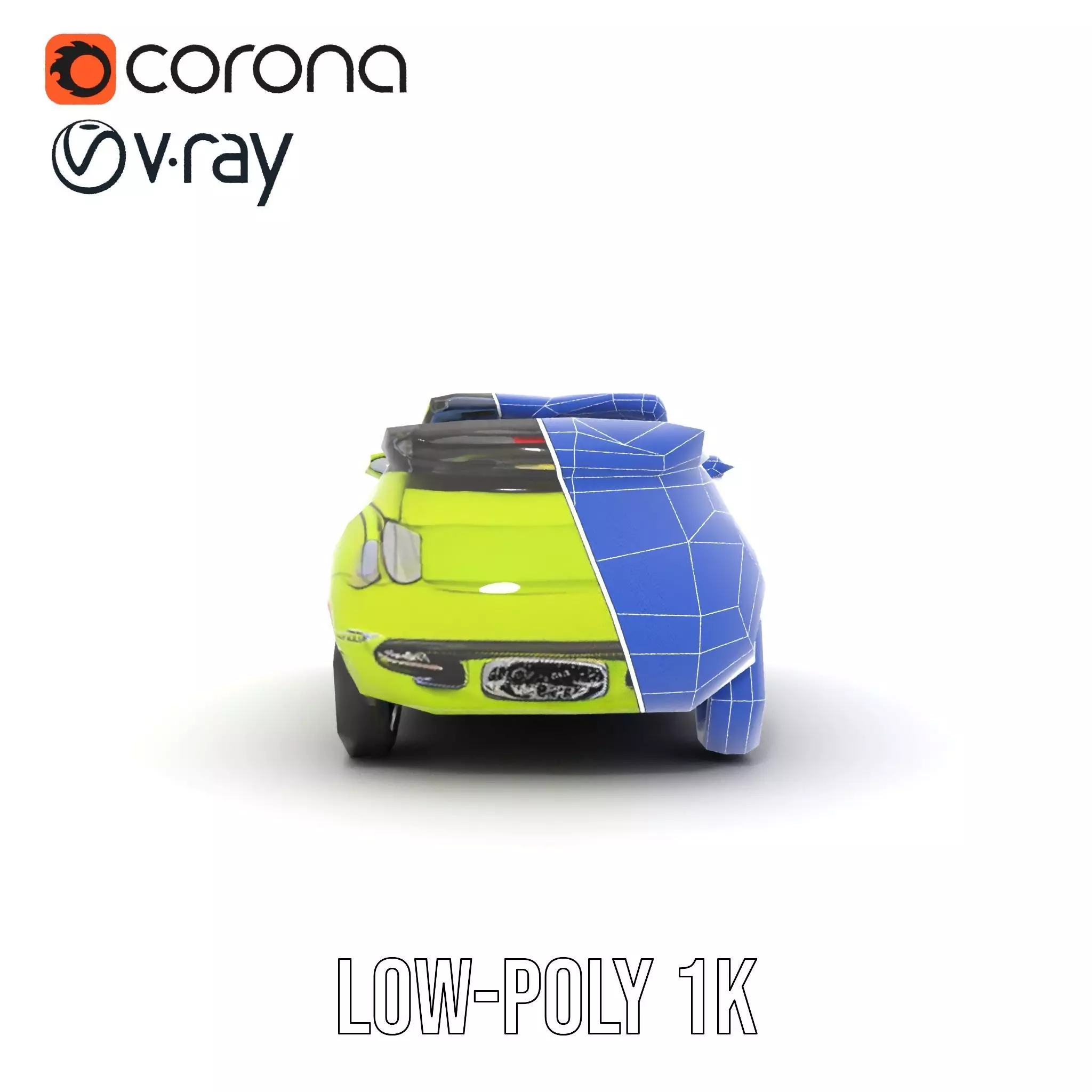 Lime Green Convertible model pack Low-poly 3D model_22