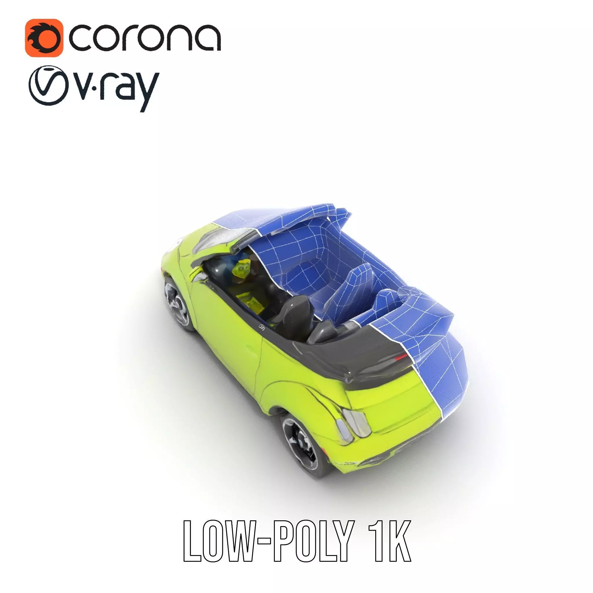 Lime Green Convertible model pack Low-poly 3D model_30