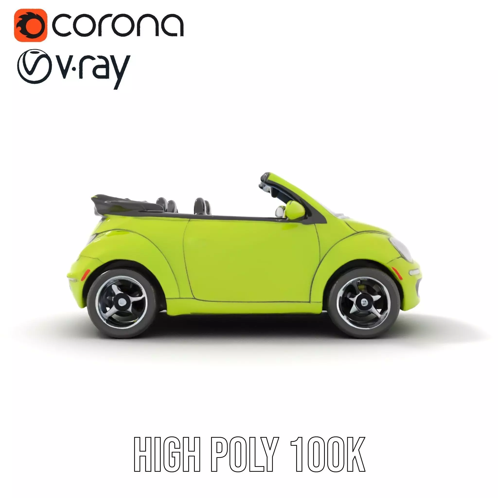 Lime Green Convertible model pack Low-poly 3D model_31