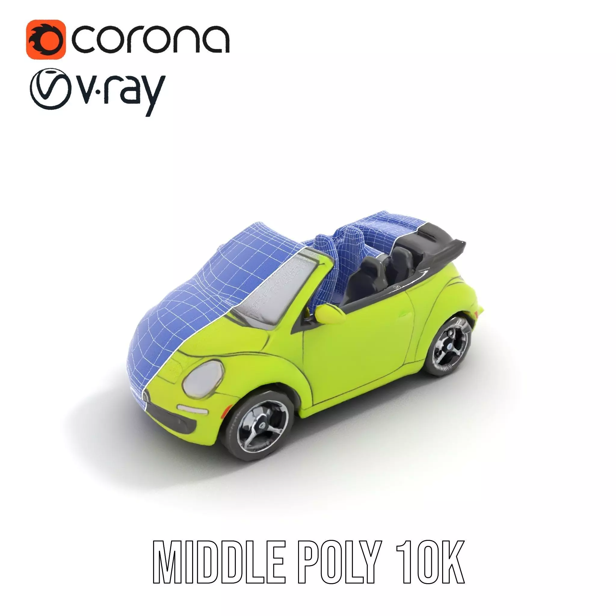 Lime Green Convertible model pack Low-poly 3D model_11