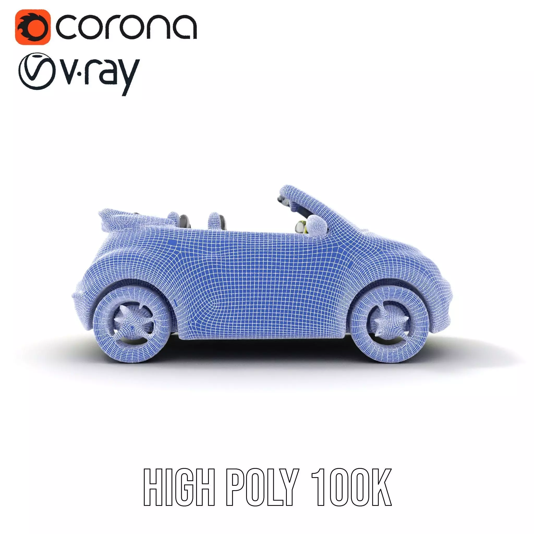 Lime Green Convertible model pack Low-poly 3D model_34