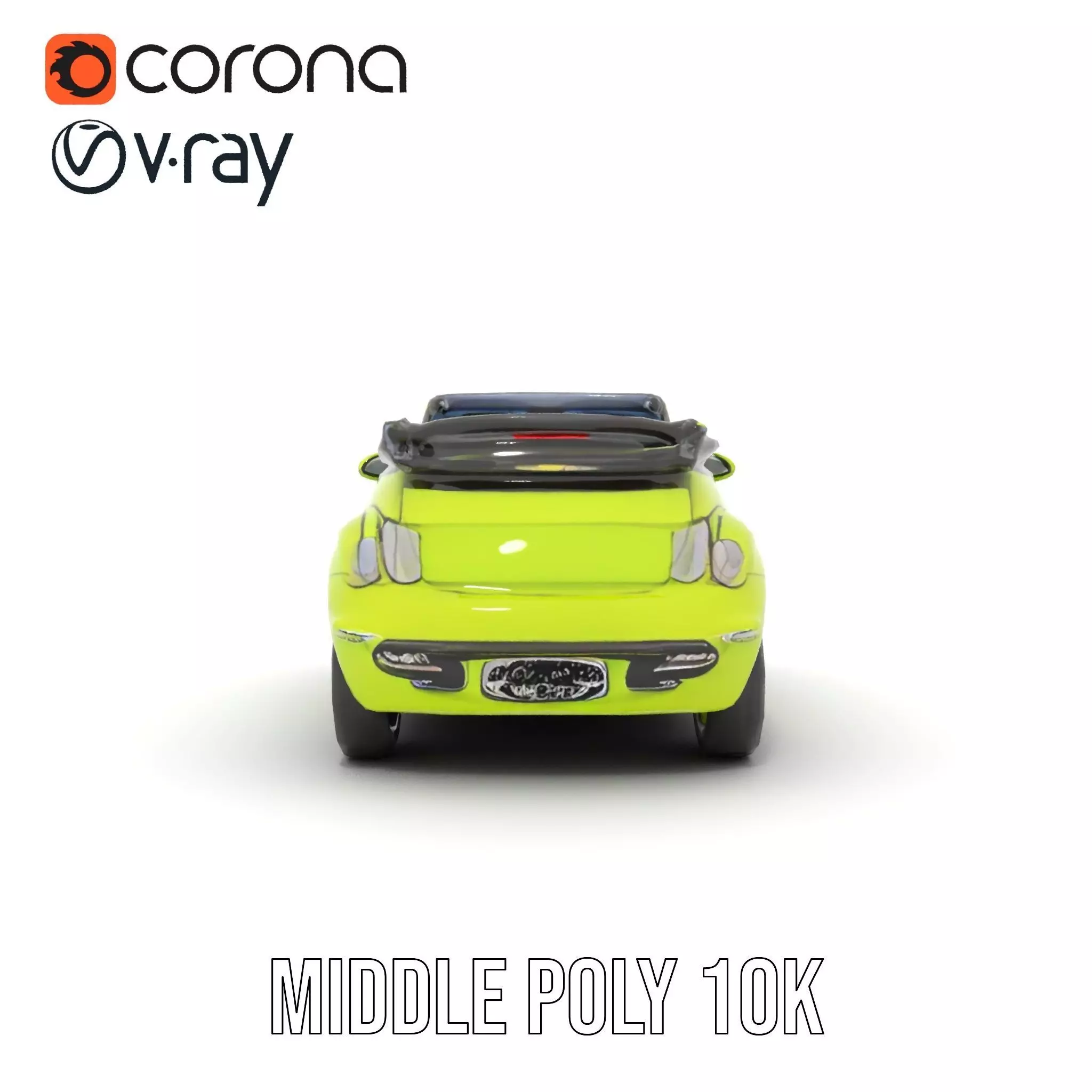 Lime Green Convertible model pack Low-poly 3D model_5