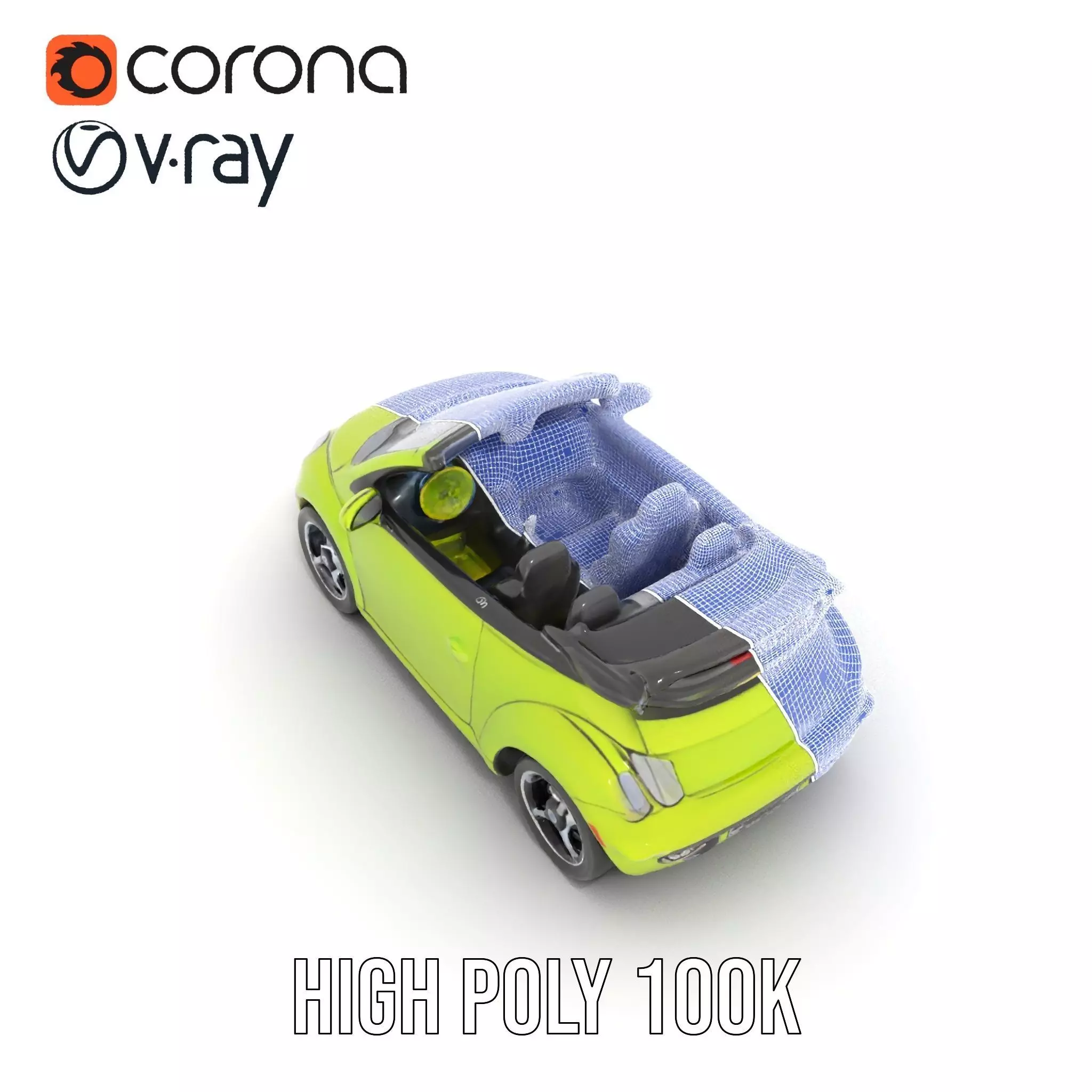 Lime Green Convertible model pack Low-poly 3D model_32