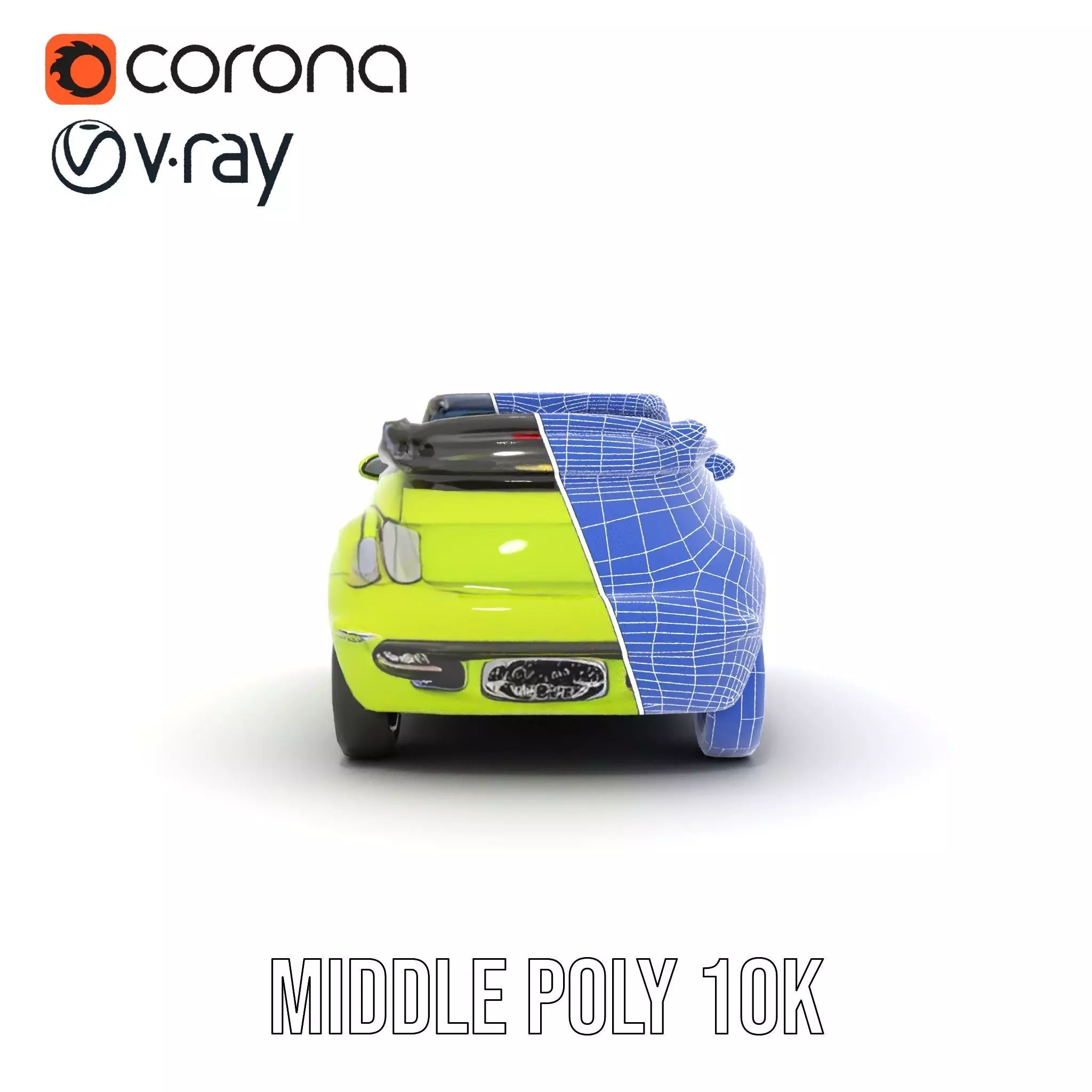 Lime Green Convertible model pack Low-poly 3D model_29