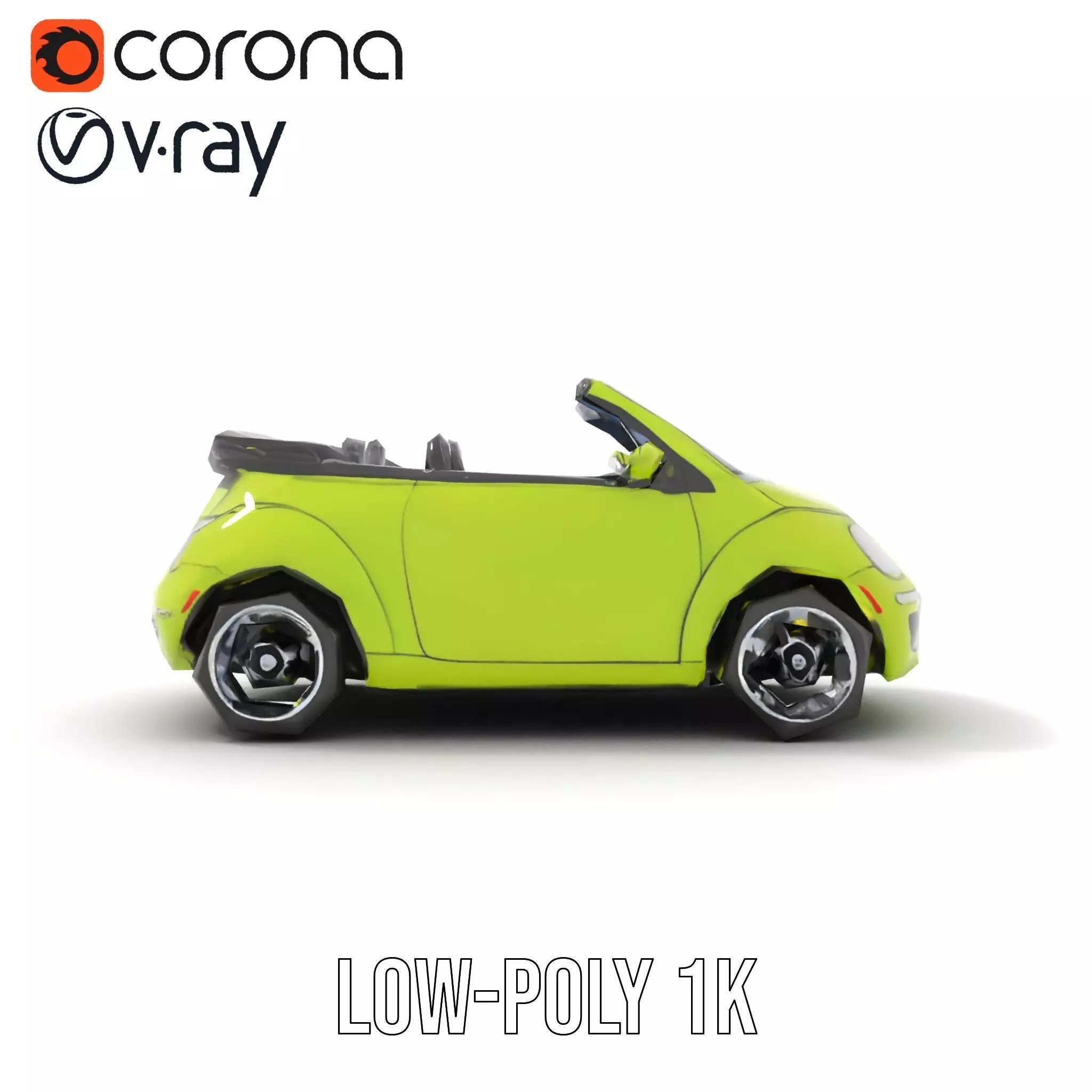 Lime Green Convertible model pack Low-poly 3D model_14