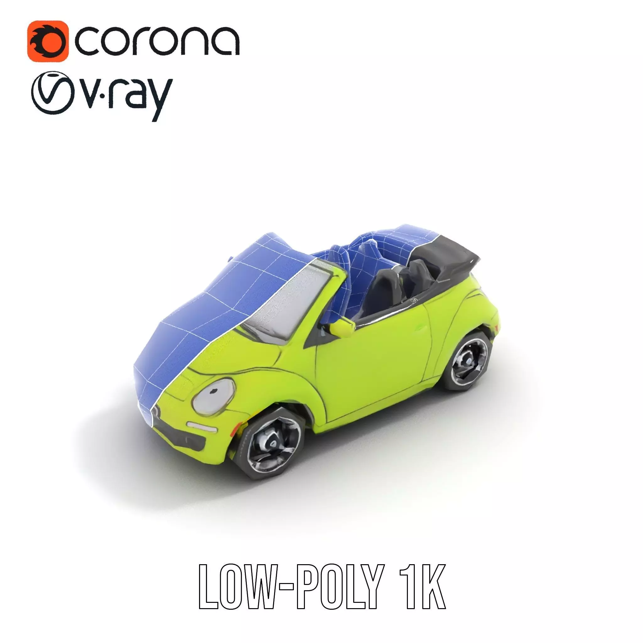 Lime Green Convertible model pack Low-poly 3D model_25