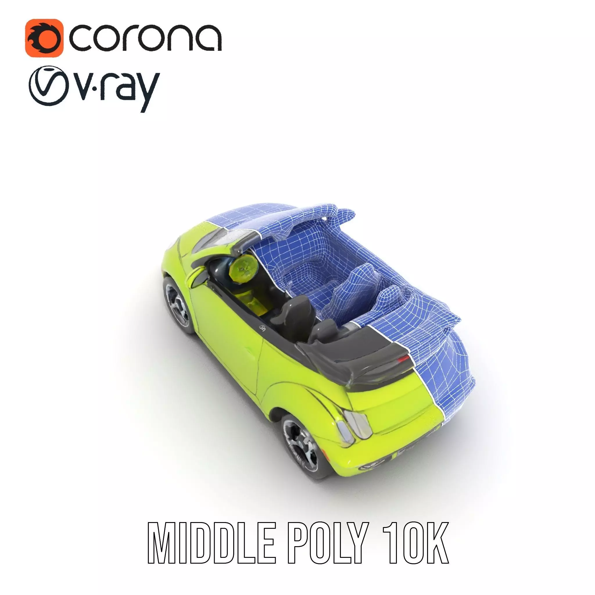 Lime Green Convertible model pack Low-poly 3D model_24