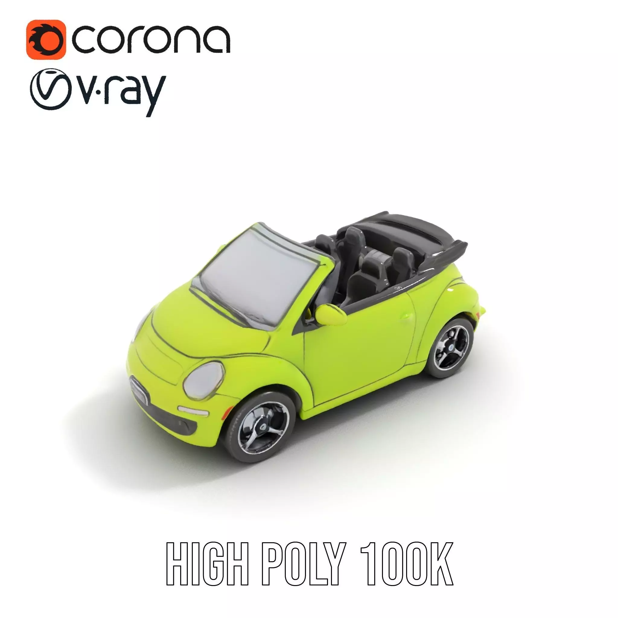 Lime Green Convertible model pack Low-poly 3D model_26