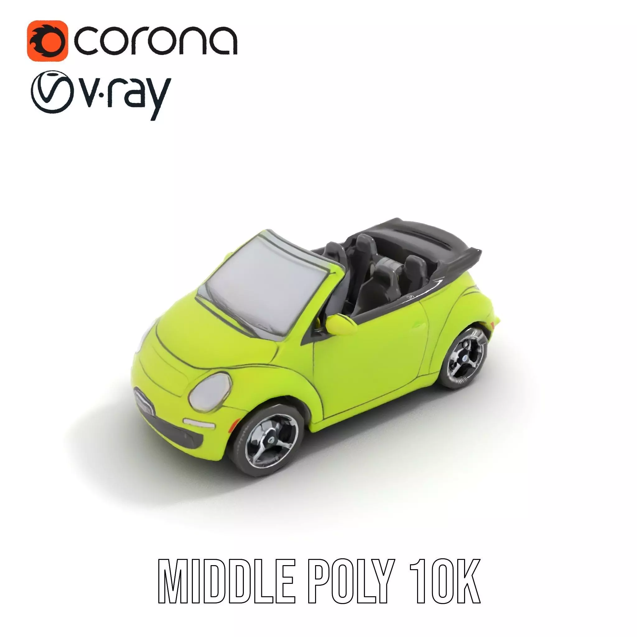 Lime Green Convertible model pack Low-poly 3D model_15