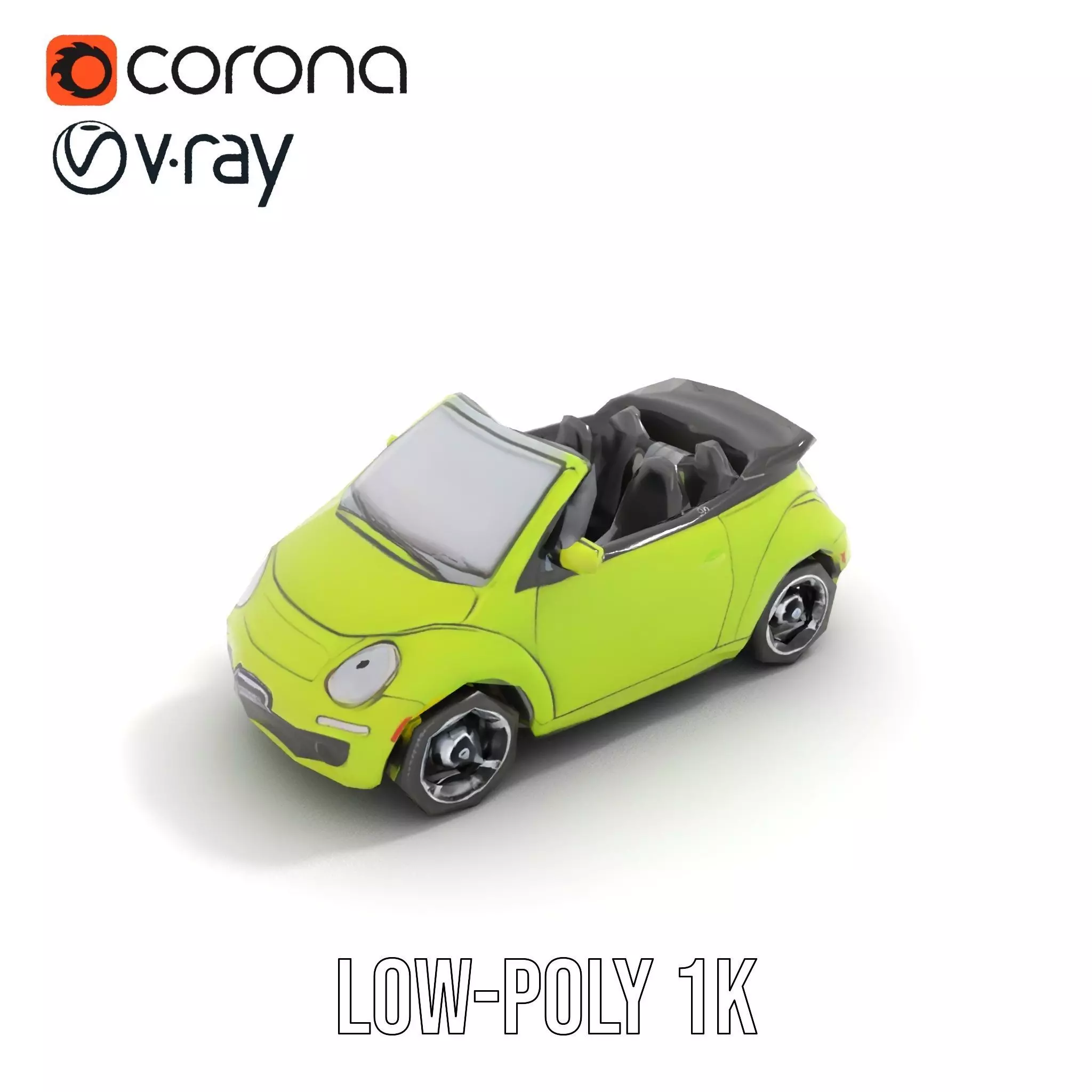 Lime Green Convertible model pack Low-poly 3D model_12