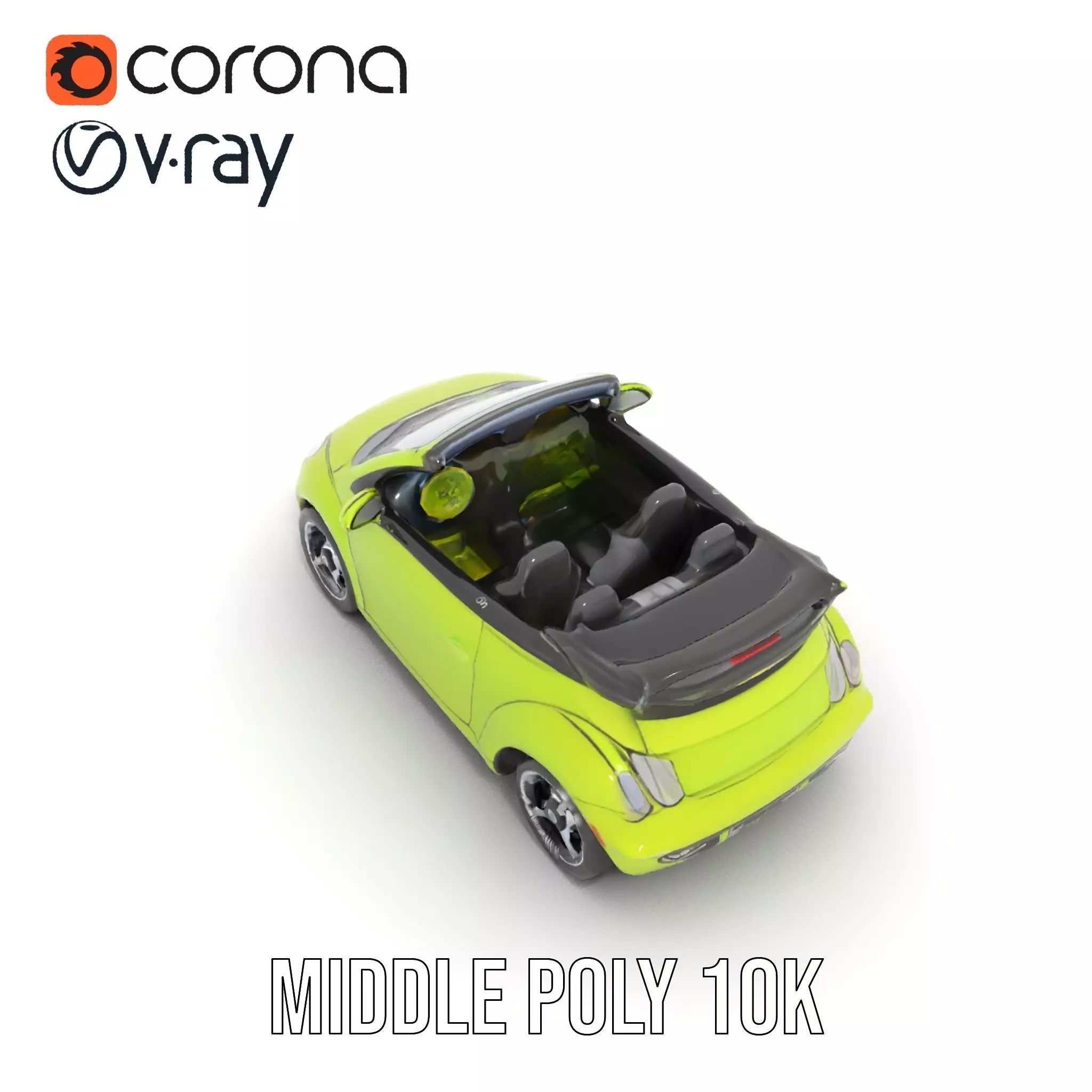 Lime Green Convertible model pack Low-poly 3D model_21