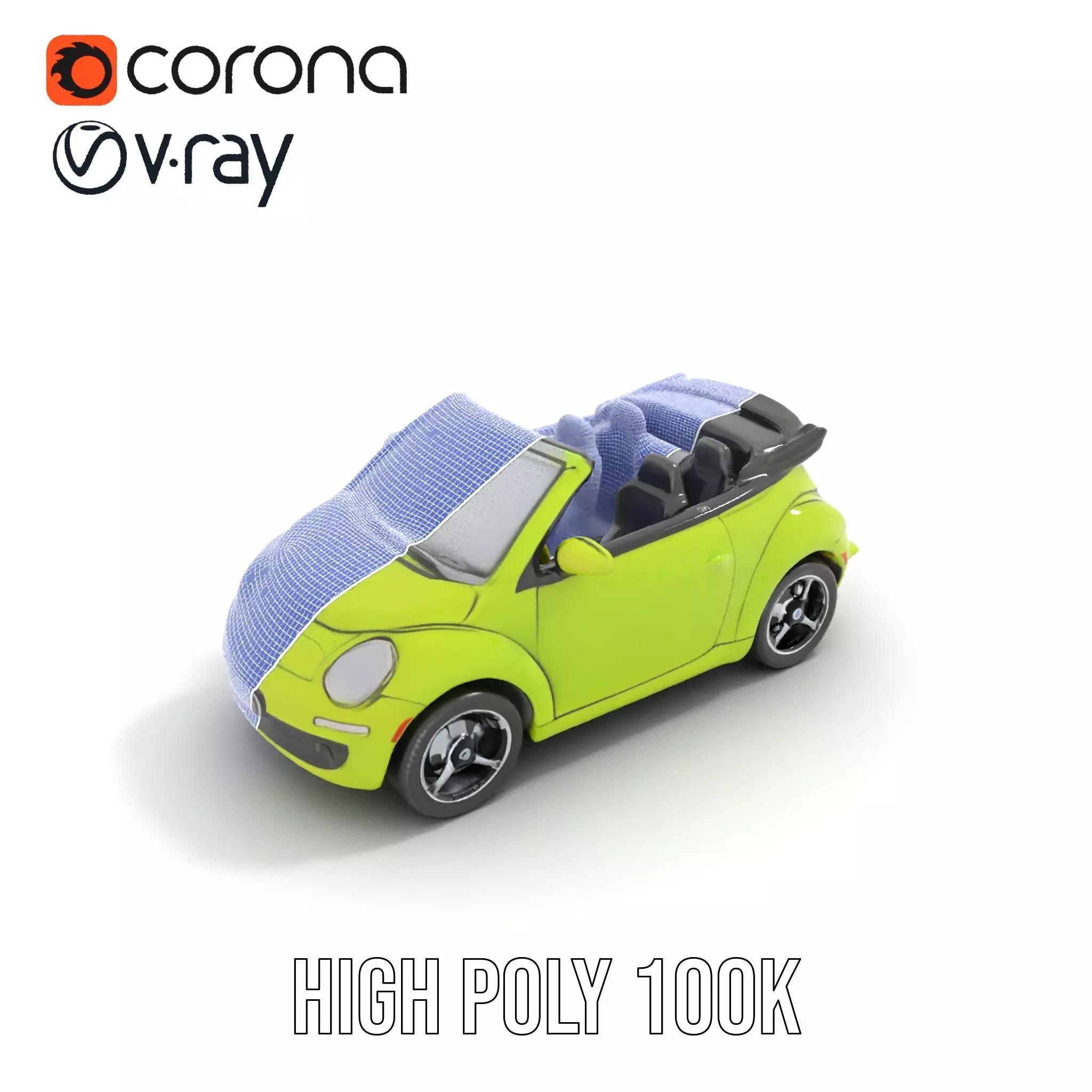 Lime Green Convertible model pack Low-poly 3D model_17