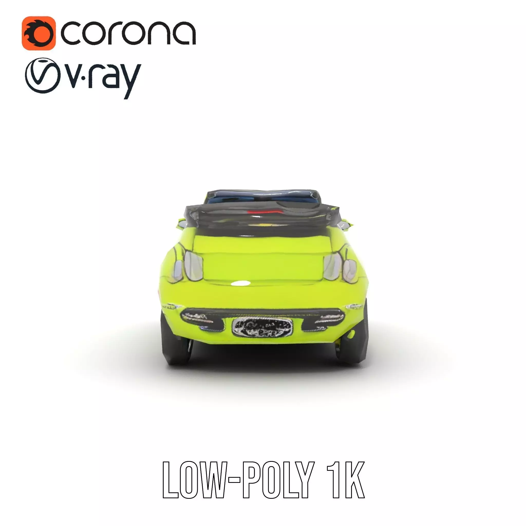 Lime Green Convertible model pack Low-poly 3D model_19