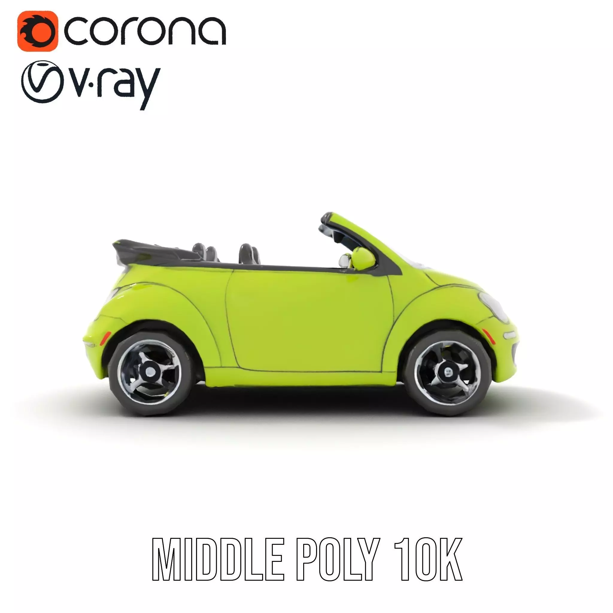 Lime Green Convertible model pack Low-poly 3D model_18