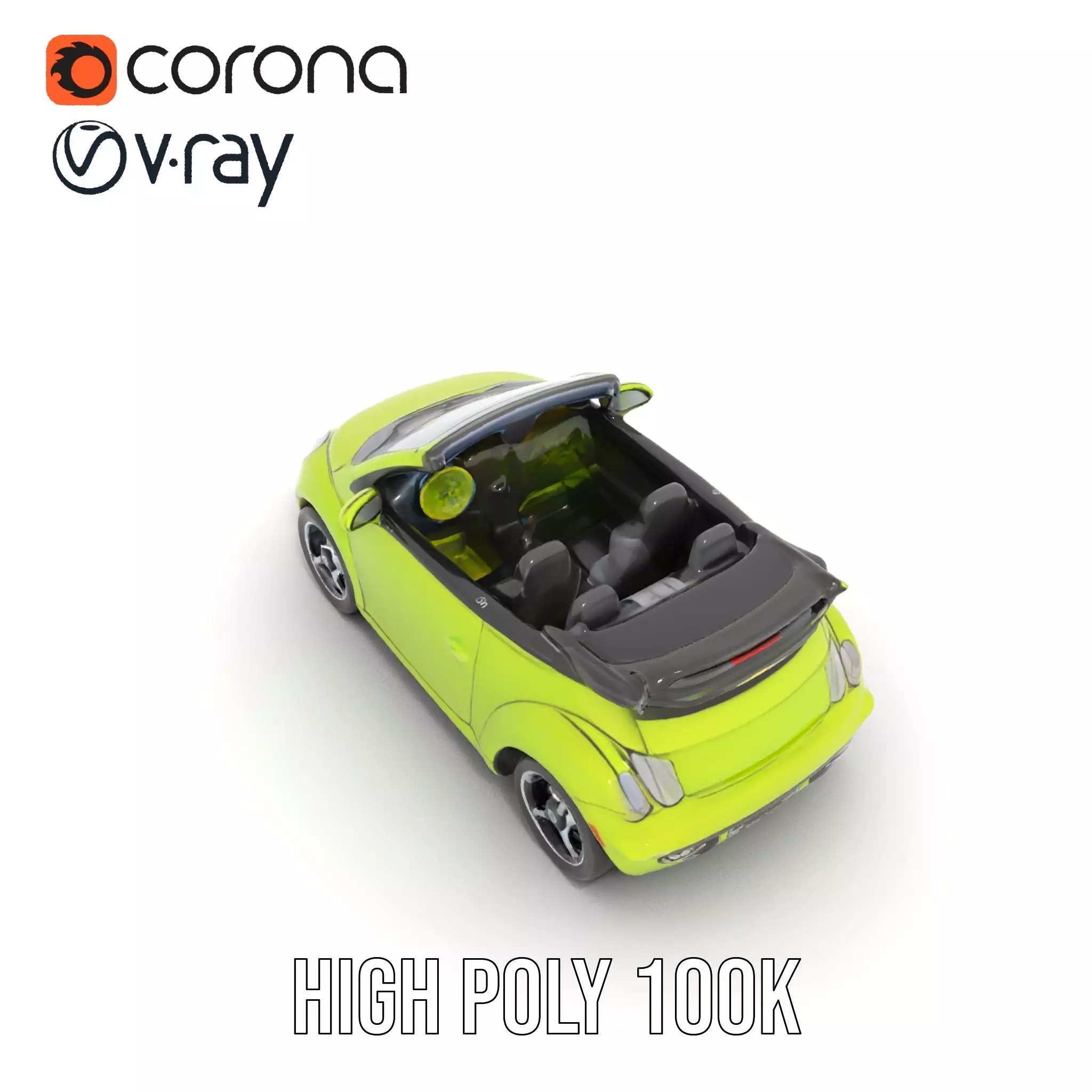 Lime Green Convertible model pack Low-poly 3D model_23