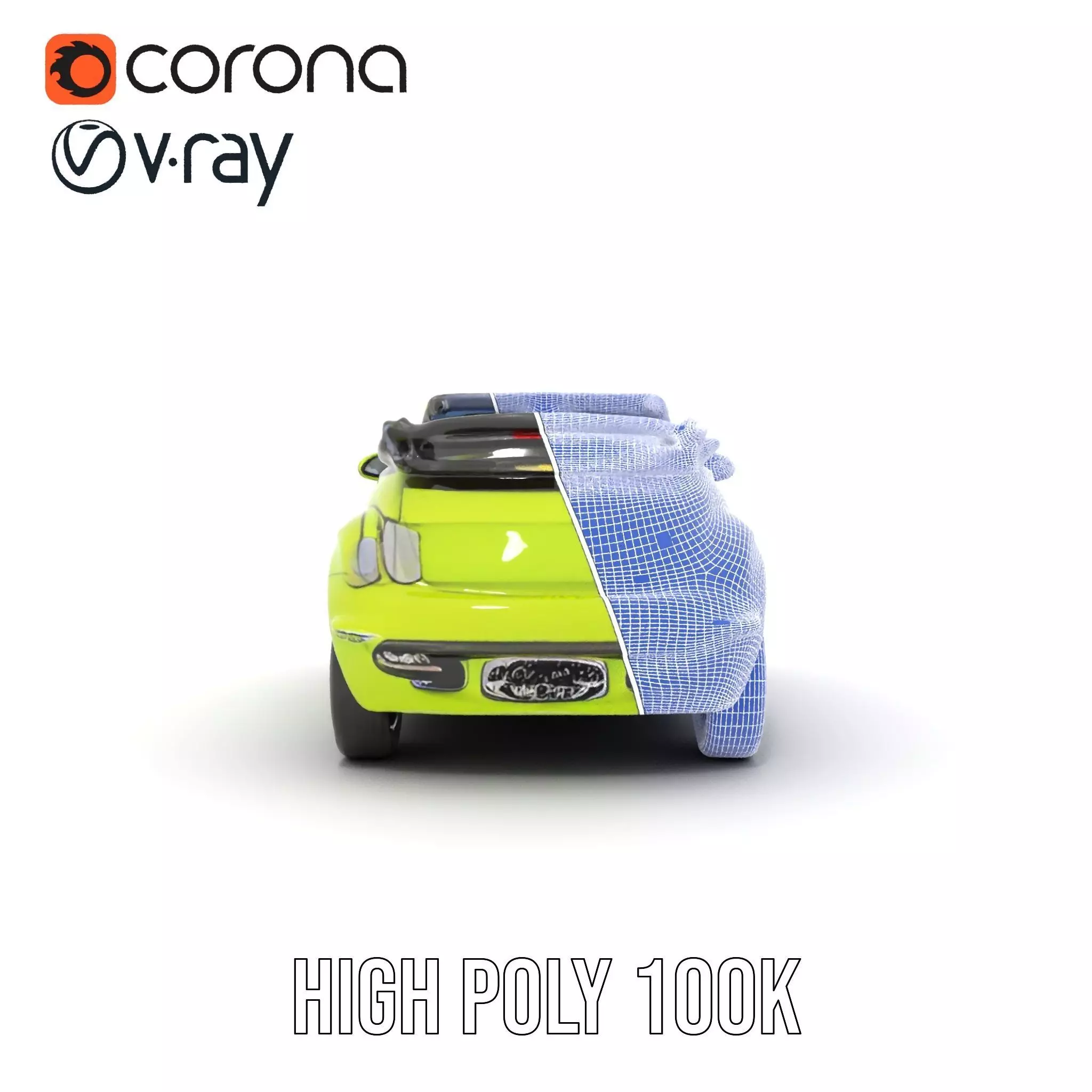 Lime Green Convertible model pack Low-poly 3D model_33