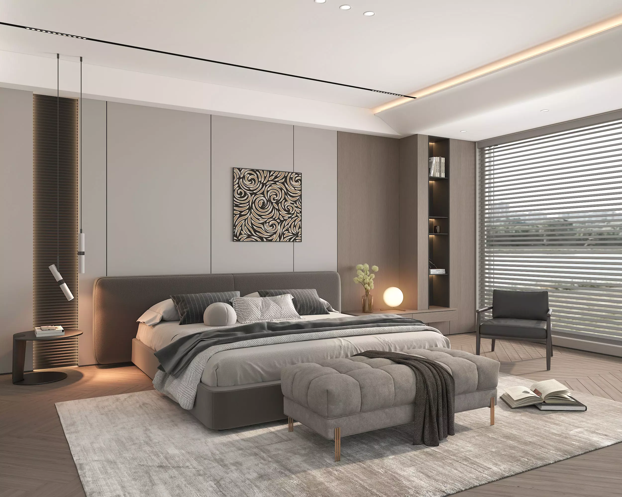 Modern Bedroom Scene 47 3D model_2