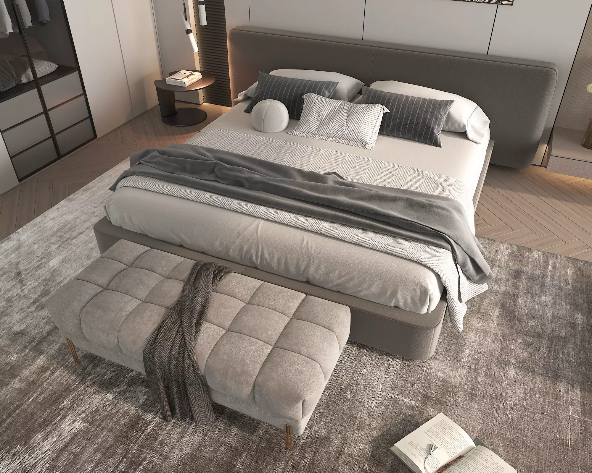 Modern Bedroom Scene 47 3D model_4