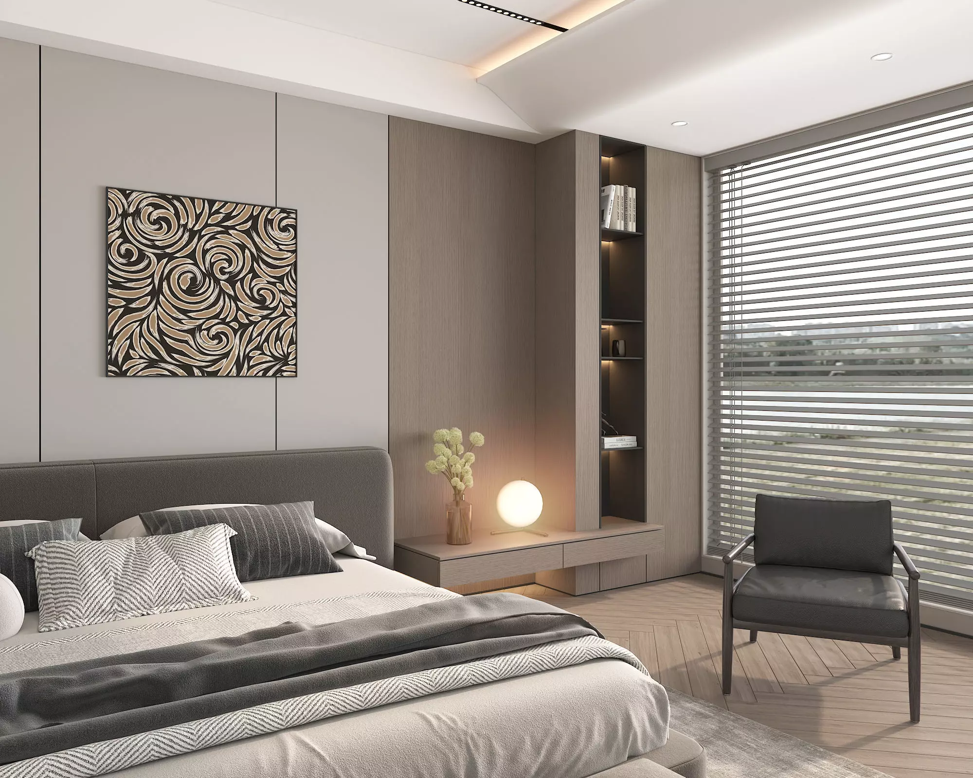 Modern Bedroom Scene 47 3D model_5