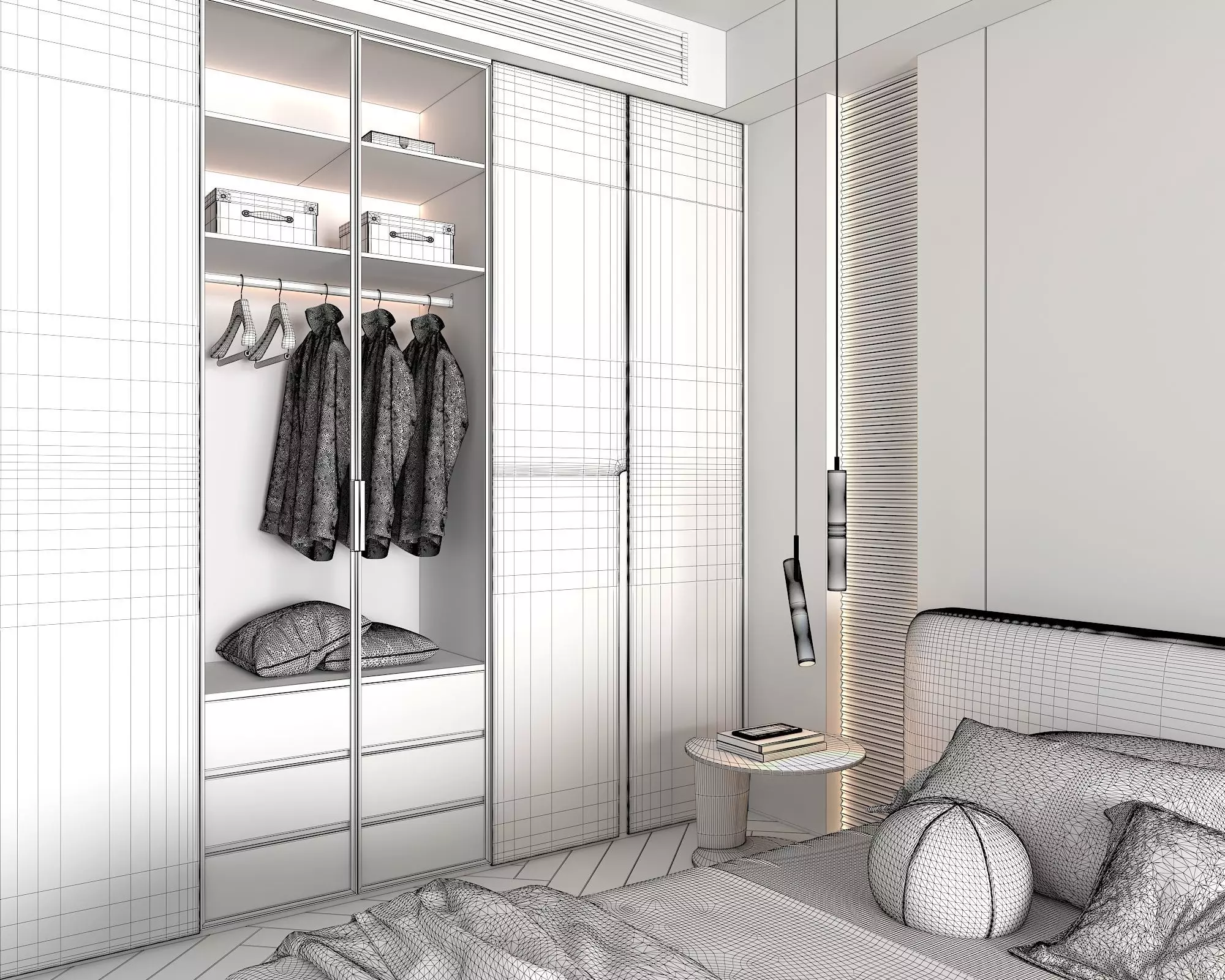 Modern Bedroom Scene 47 3D model_10