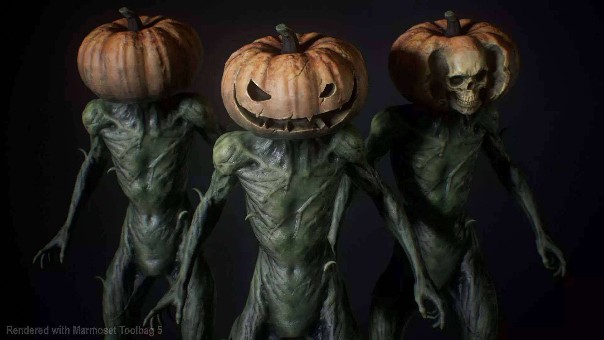 Halloween Pumpkin Character Low-poly 3D model_0