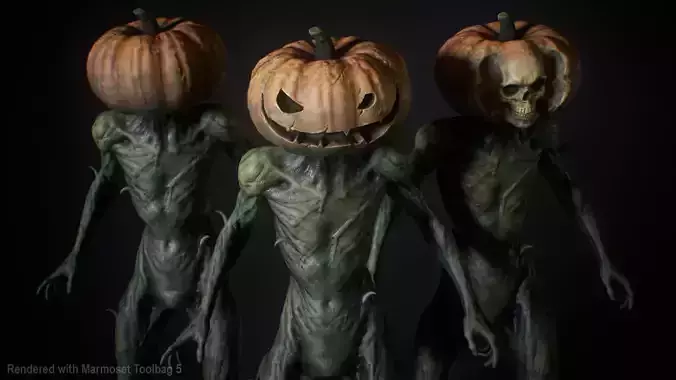 Halloween Pumpkin Character Low-poly 3D model