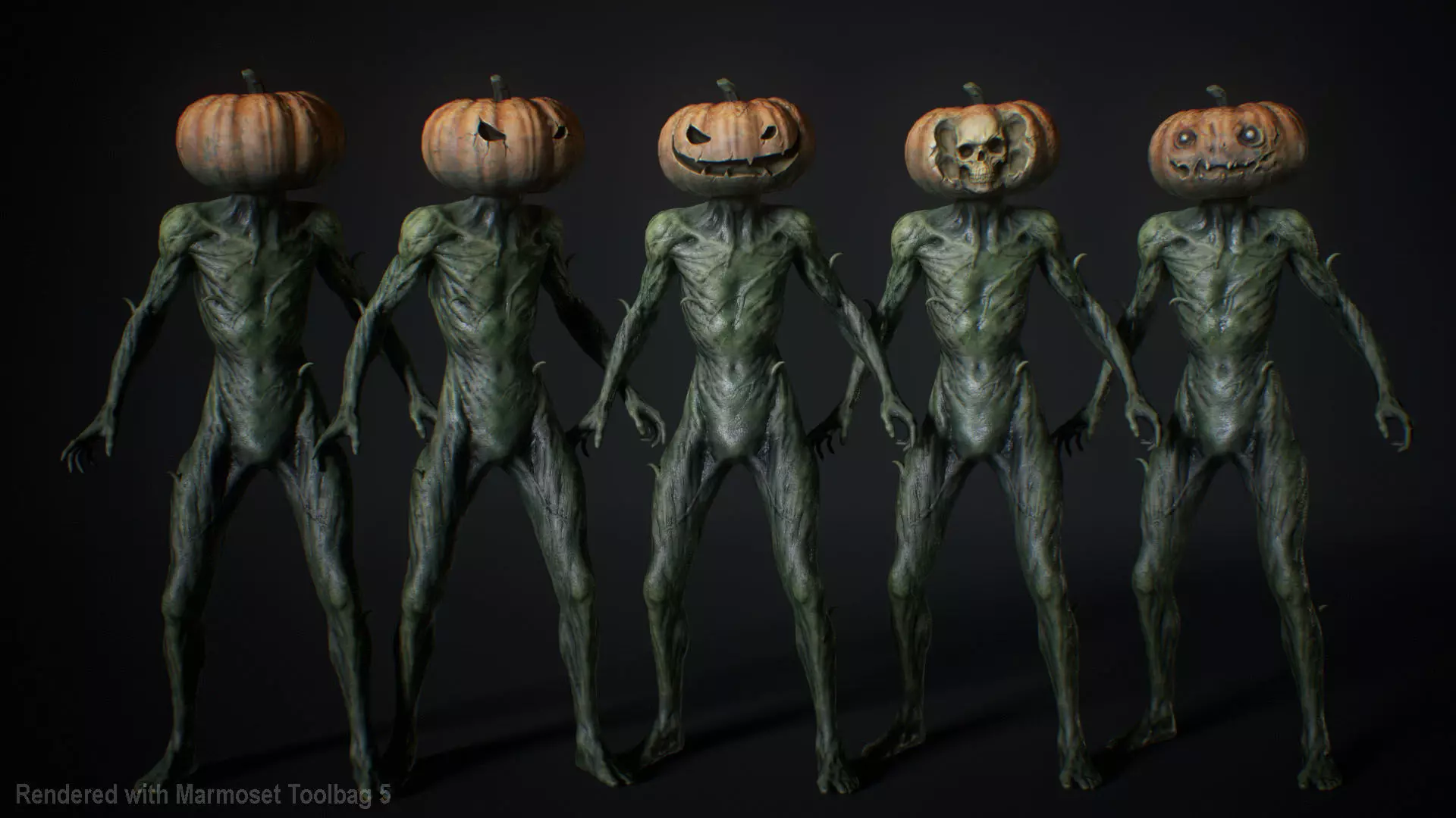 Halloween Pumpkin Character Low-poly 3D model_2