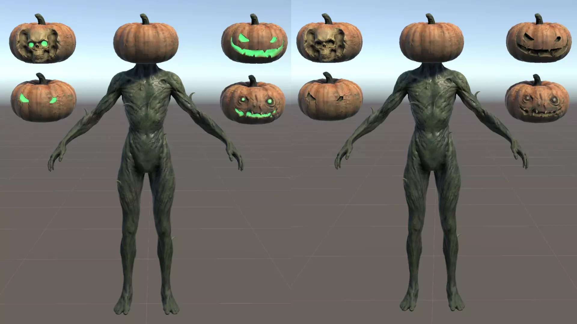 Halloween Pumpkin Character Low-poly 3D model_9