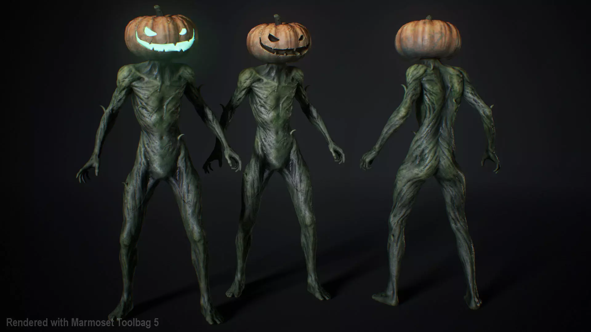 Halloween Pumpkin Character Low-poly 3D model_5