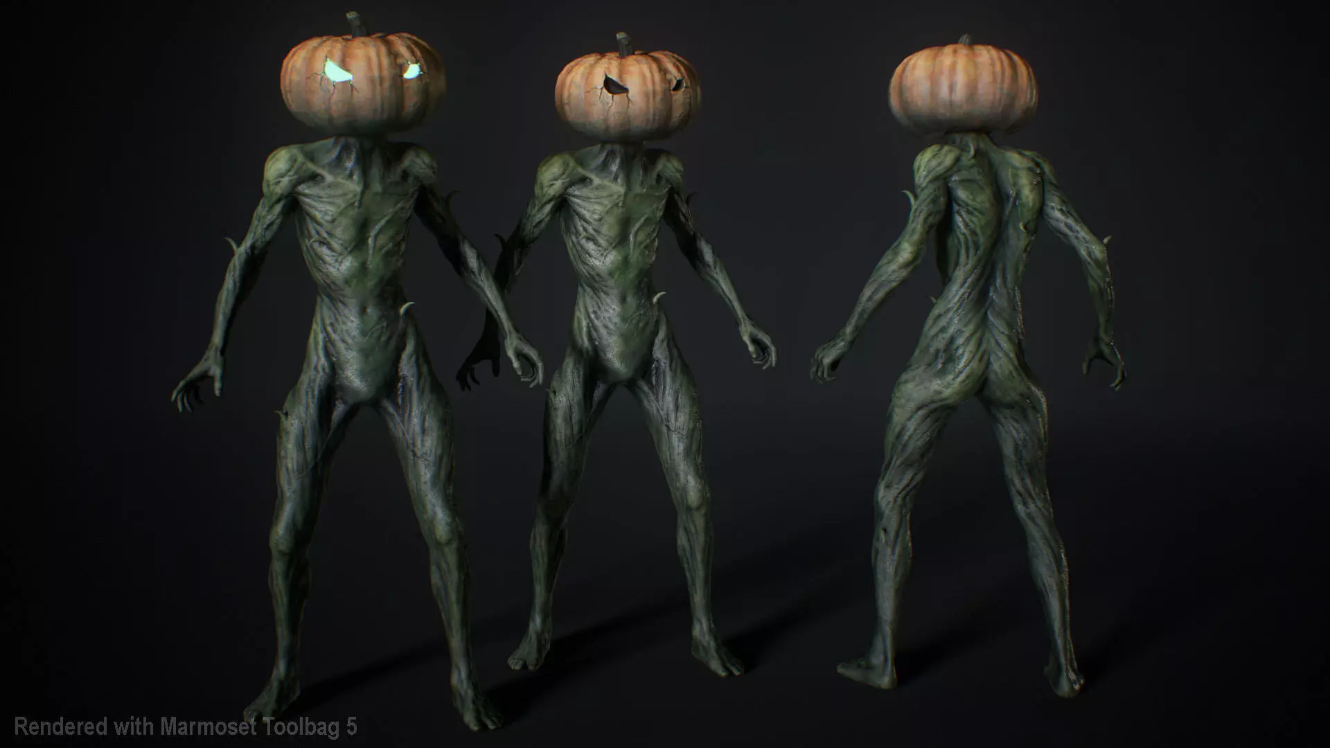 Halloween Pumpkin Character Low-poly 3D model_4