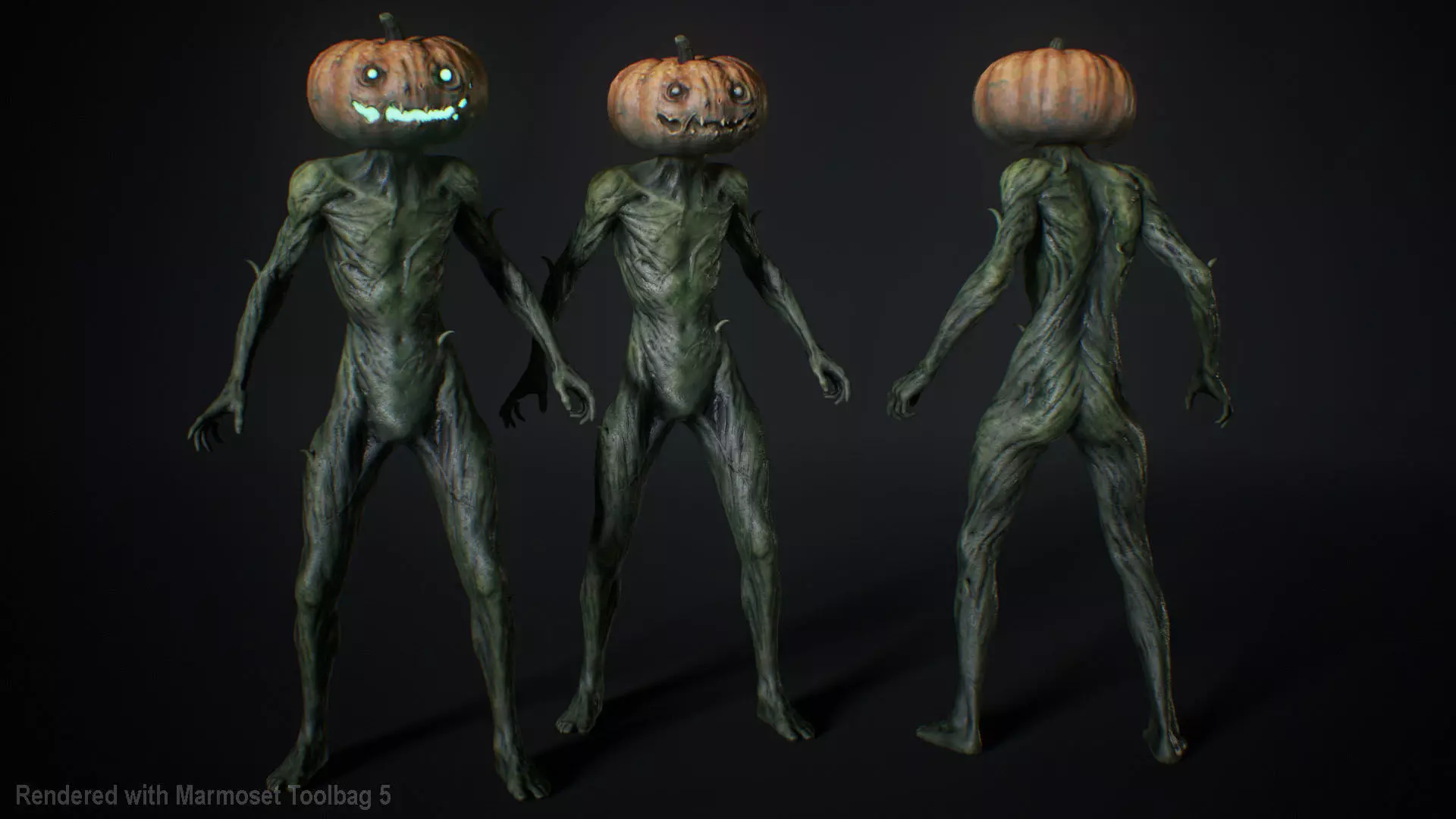 Halloween Pumpkin Character Low-poly 3D model_7