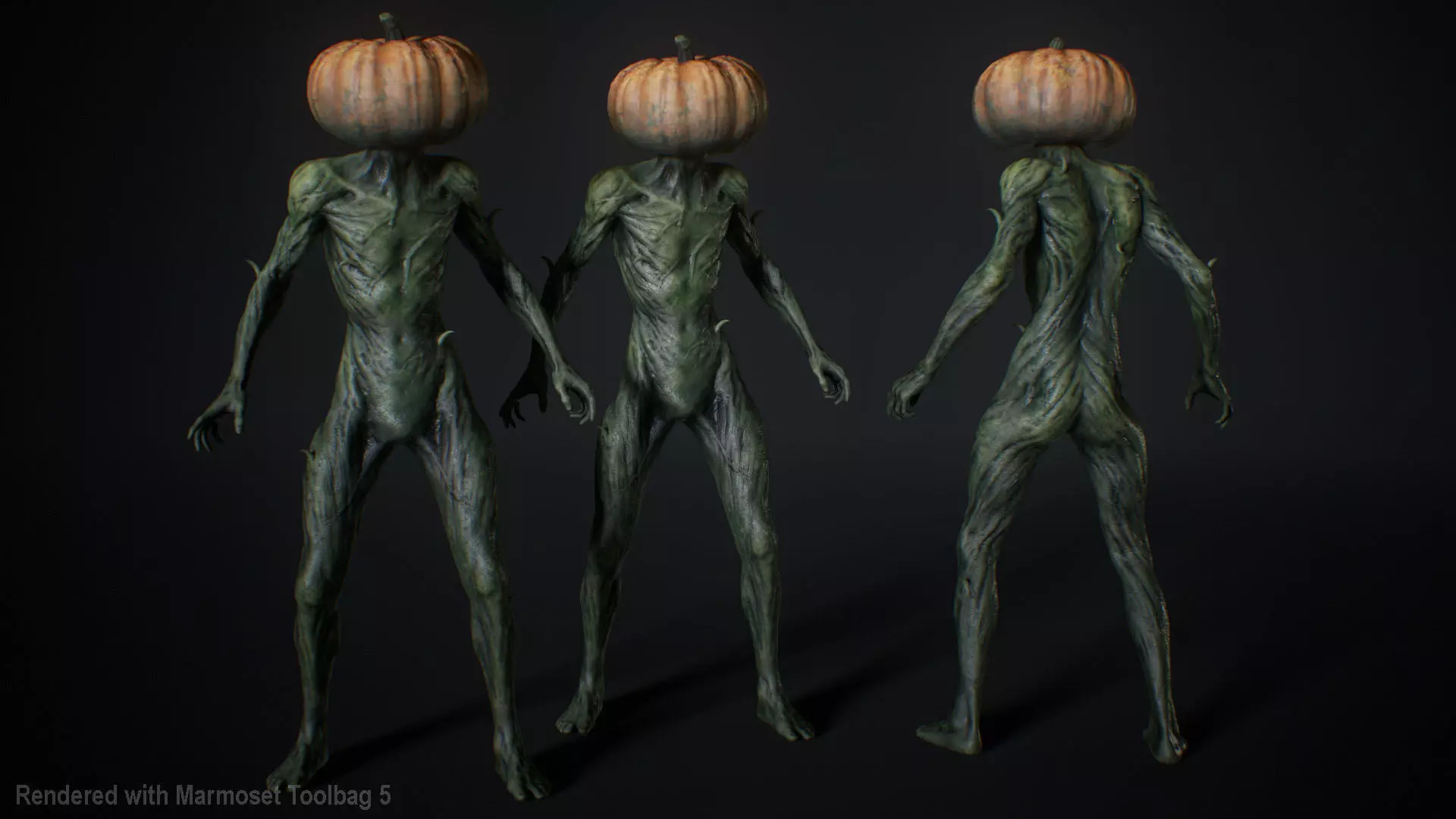 Halloween Pumpkin Character Low-poly 3D model_3