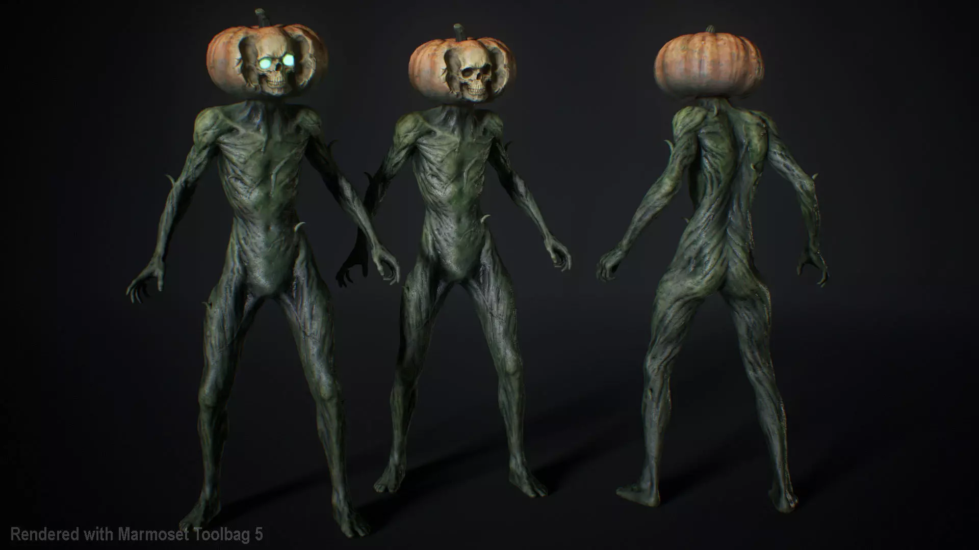 Halloween Pumpkin Character Low-poly 3D model_6