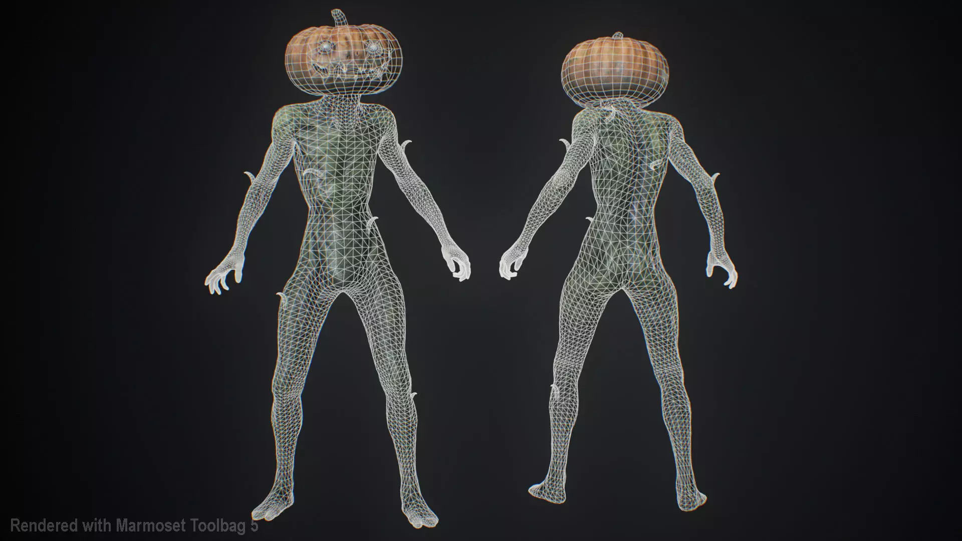 Halloween Pumpkin Character Low-poly 3D model_8