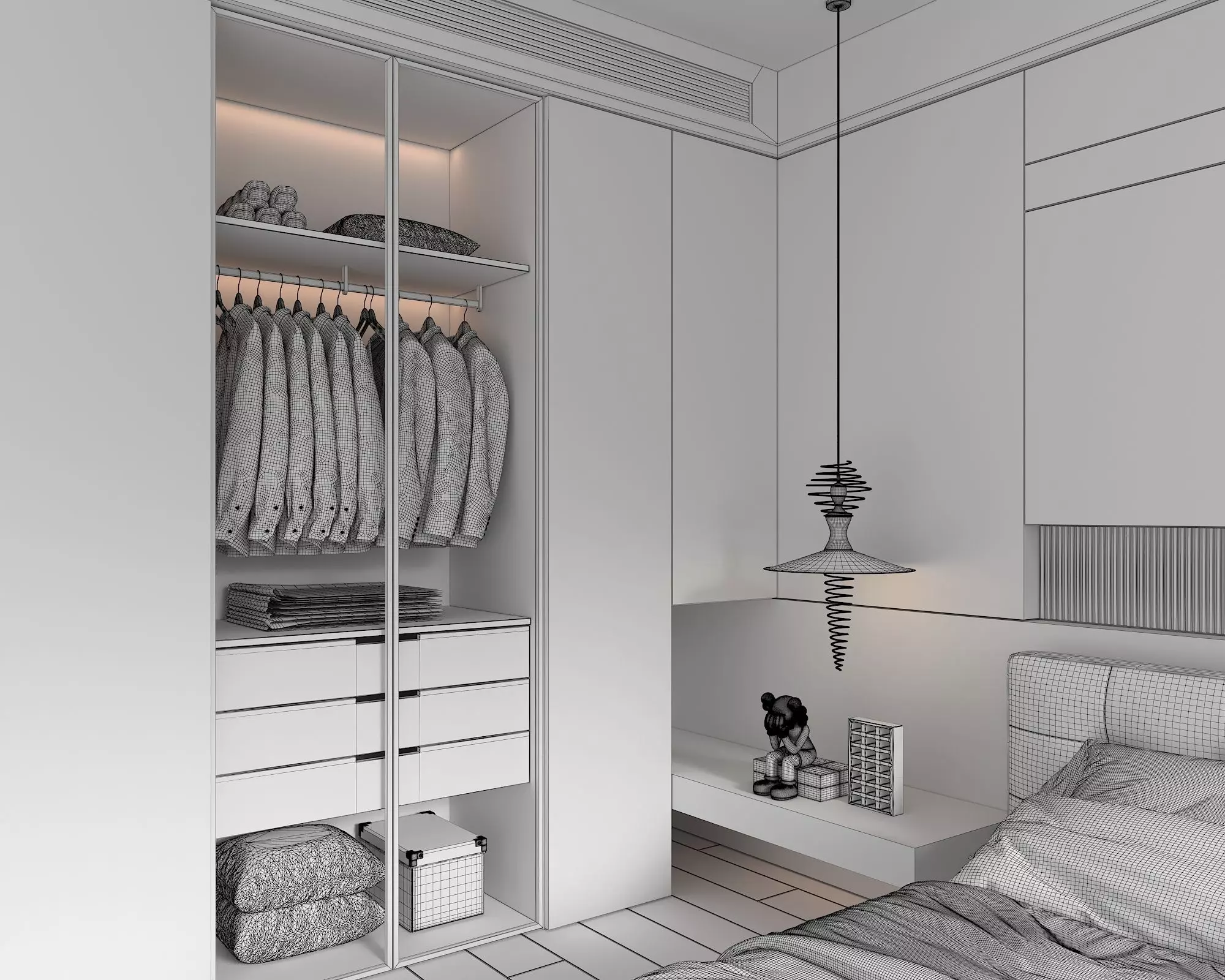 Modern Bedroom Scene 49 3D model_9