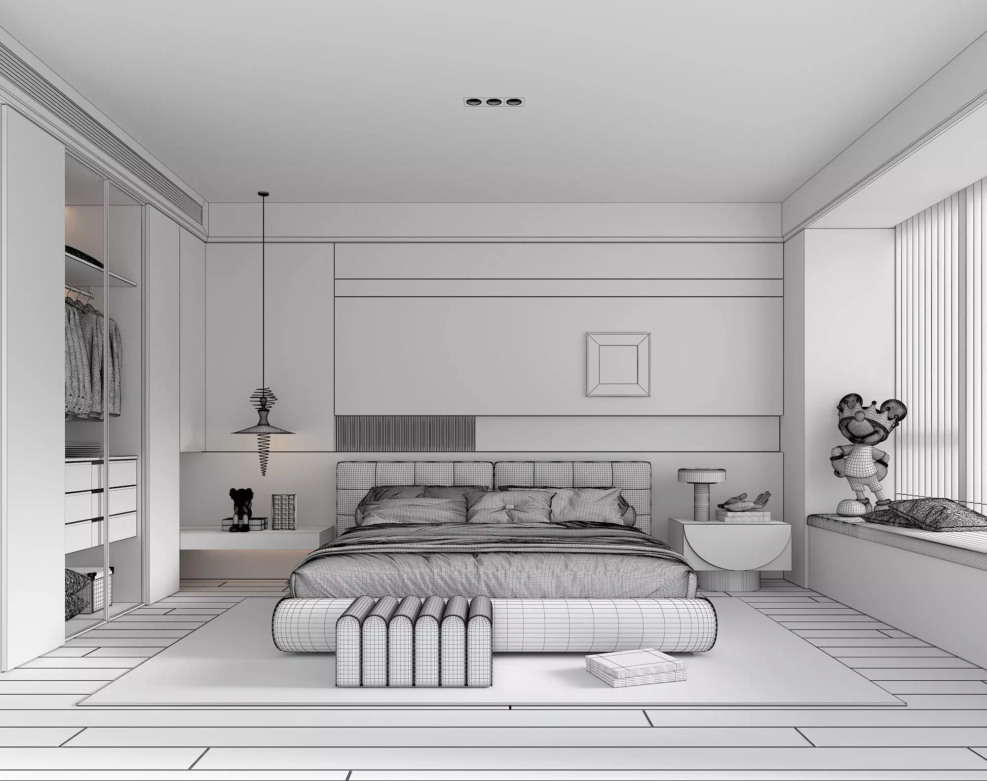 Modern Bedroom Scene 49 3D model_8