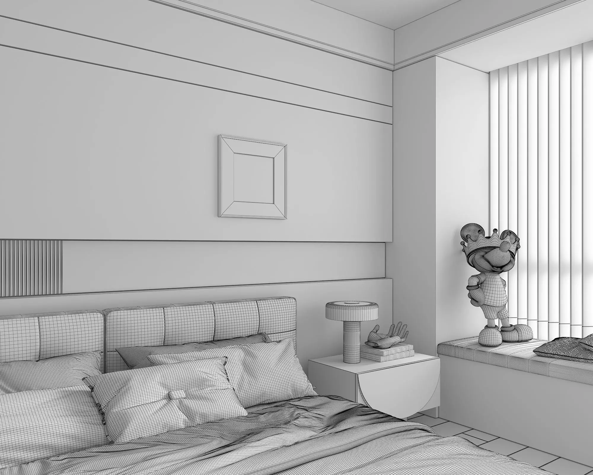 Modern Bedroom Scene 49 3D model_10