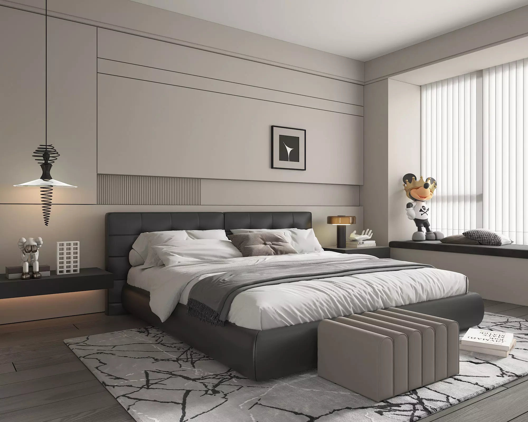 Modern Bedroom Scene 49 3D model_2