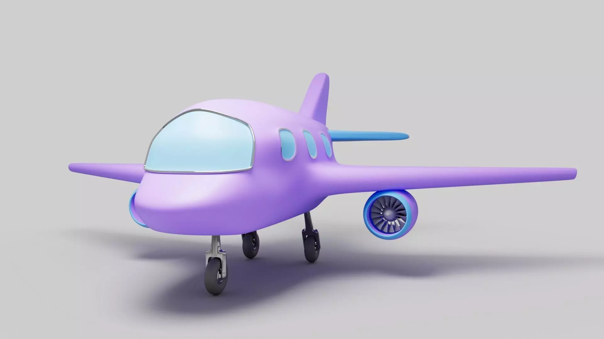 Cute Cartoon Airplane Fully Rigged Low-poly 3D model_0