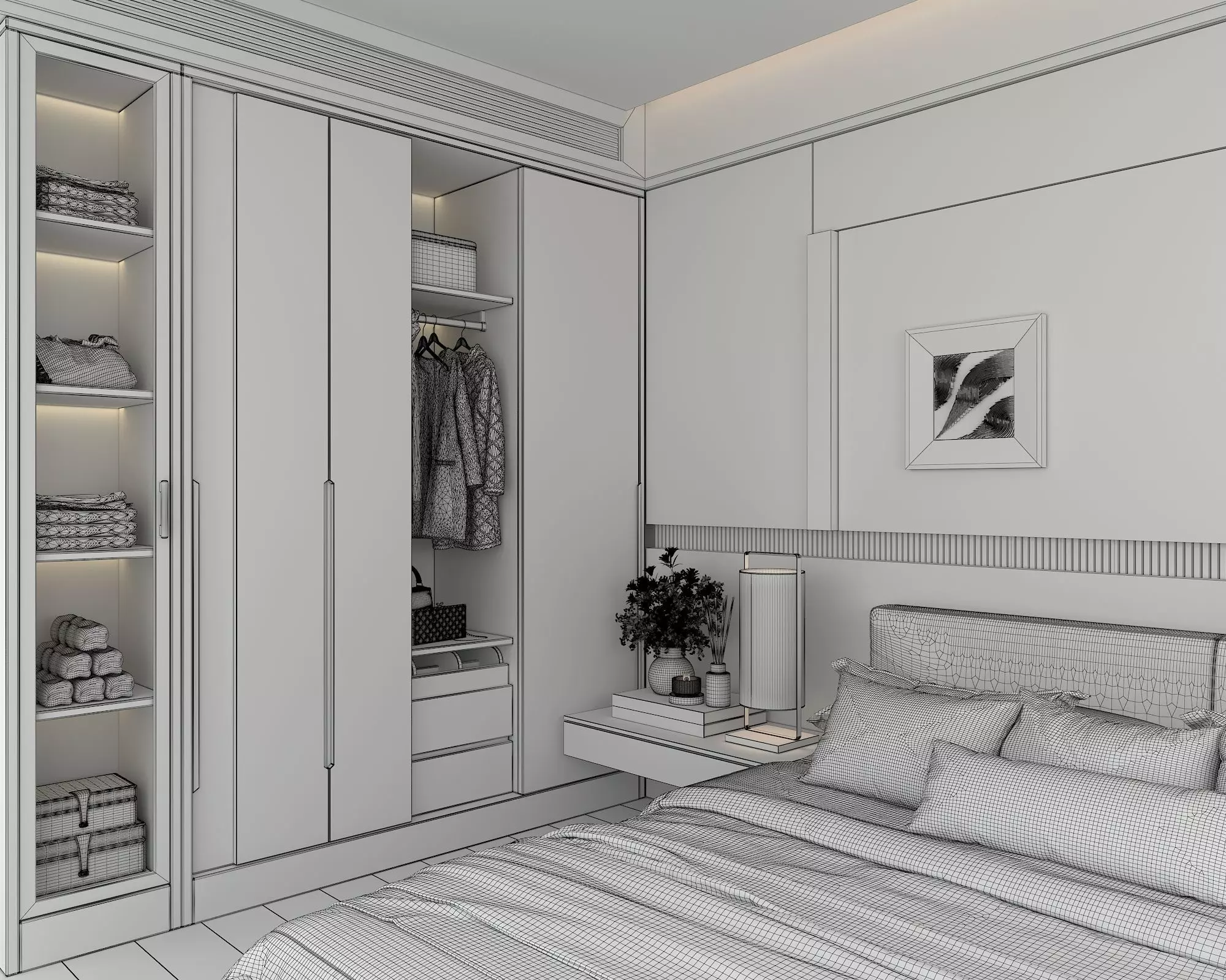 Modern Bedroom Scene 50 3D model_9
