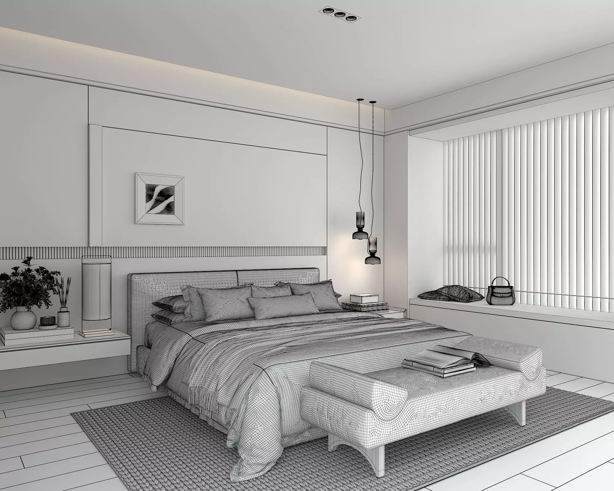 Modern Bedroom Scene 50 3D model_10