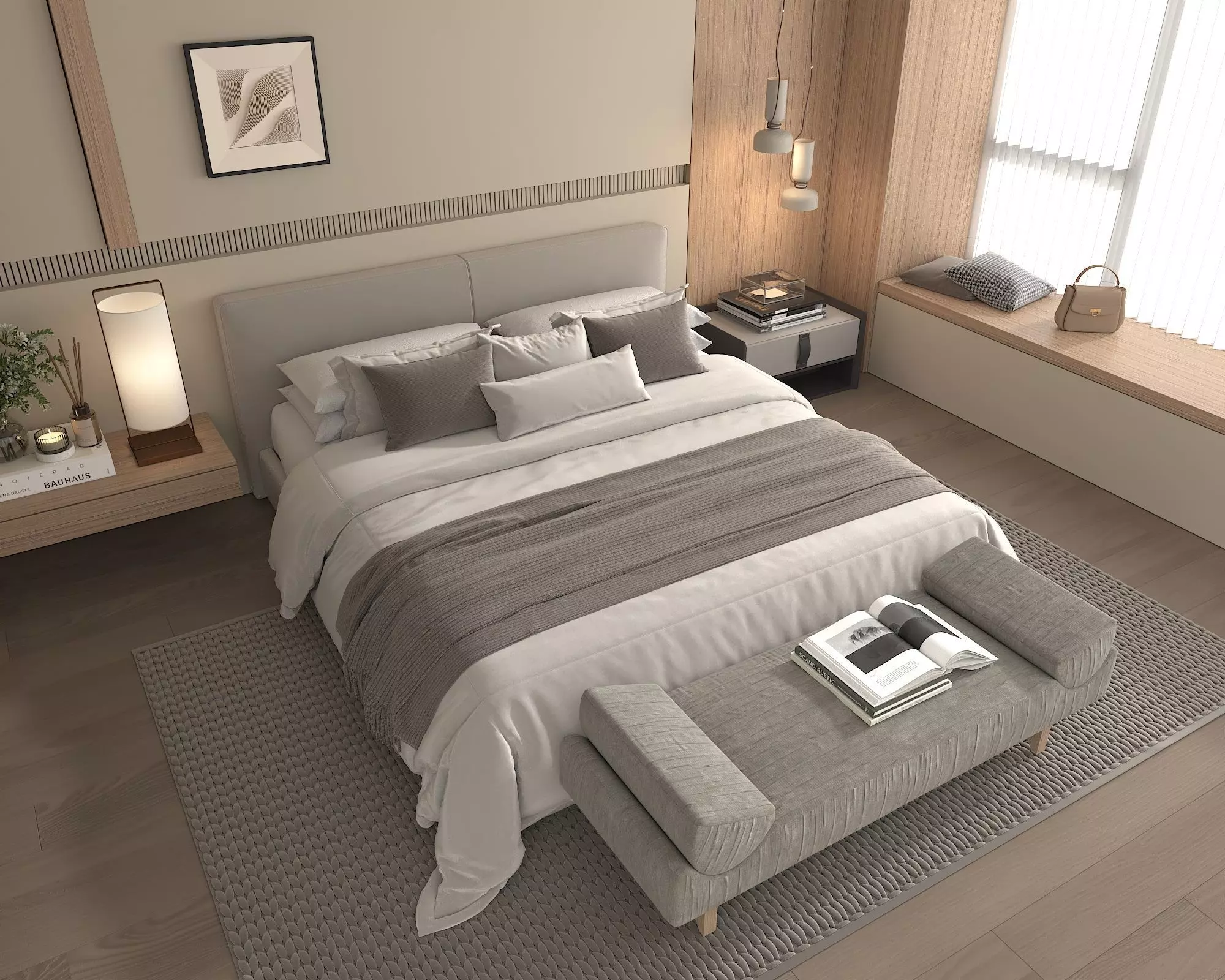 Modern Bedroom Scene 50 3D model_7