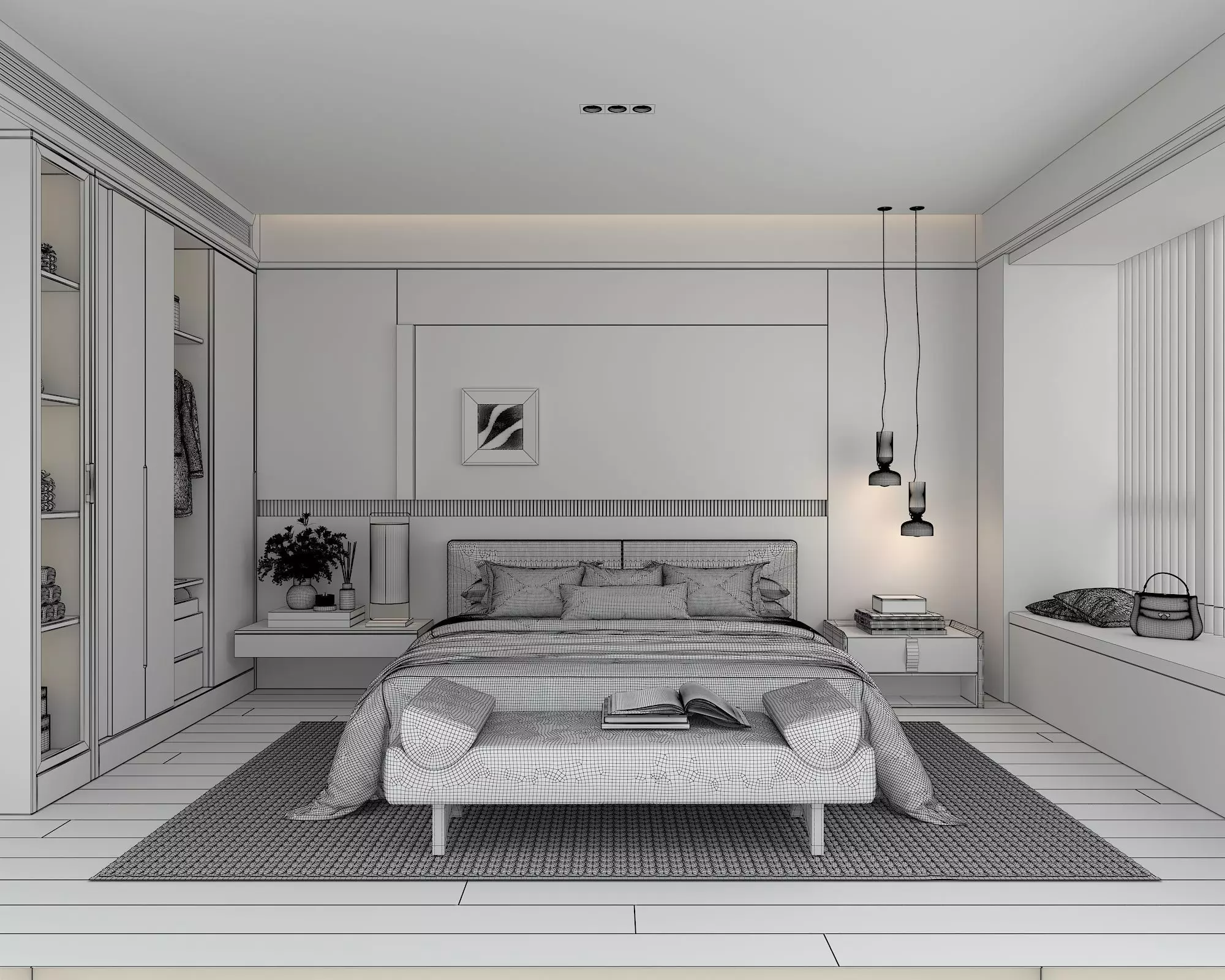 Modern Bedroom Scene 50 3D model_8
