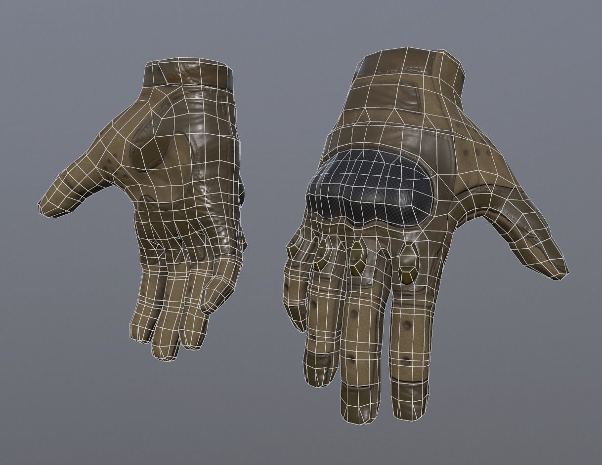 Military Gloves Low-poly 3D model_1