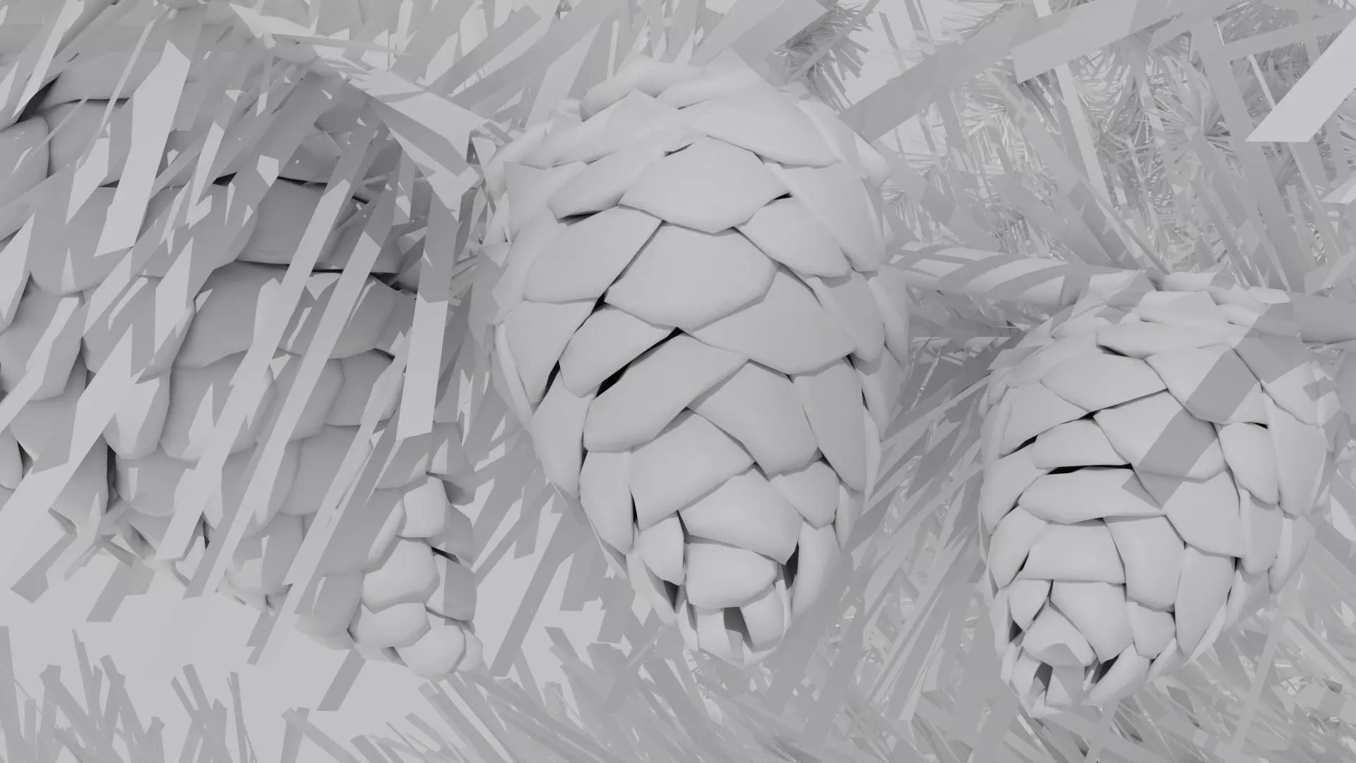 Green Pine Cone Low-poly 3D model_15