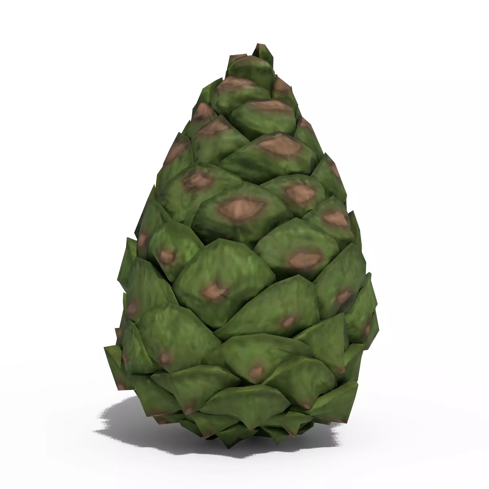 Green Pine Cone Low-poly 3D model_1