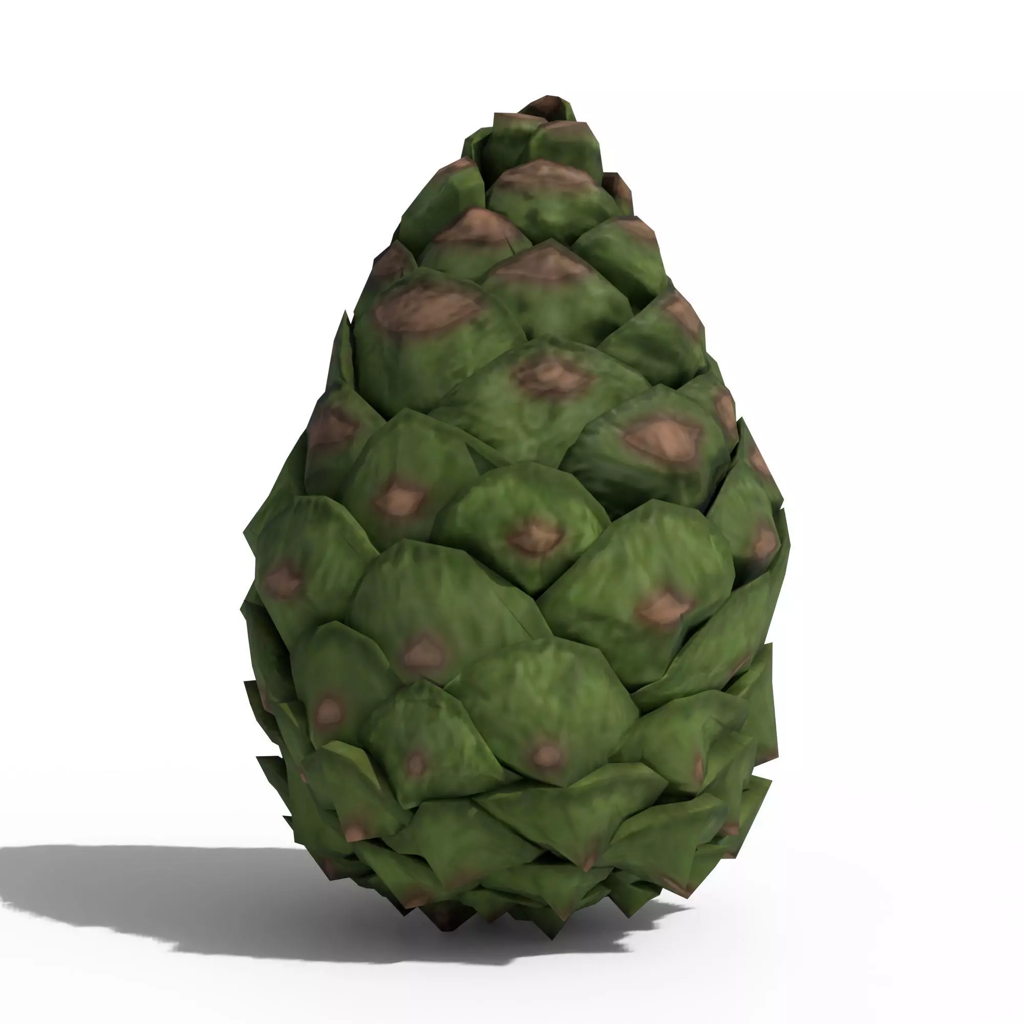 Green Pine Cone Low-poly 3D model_0