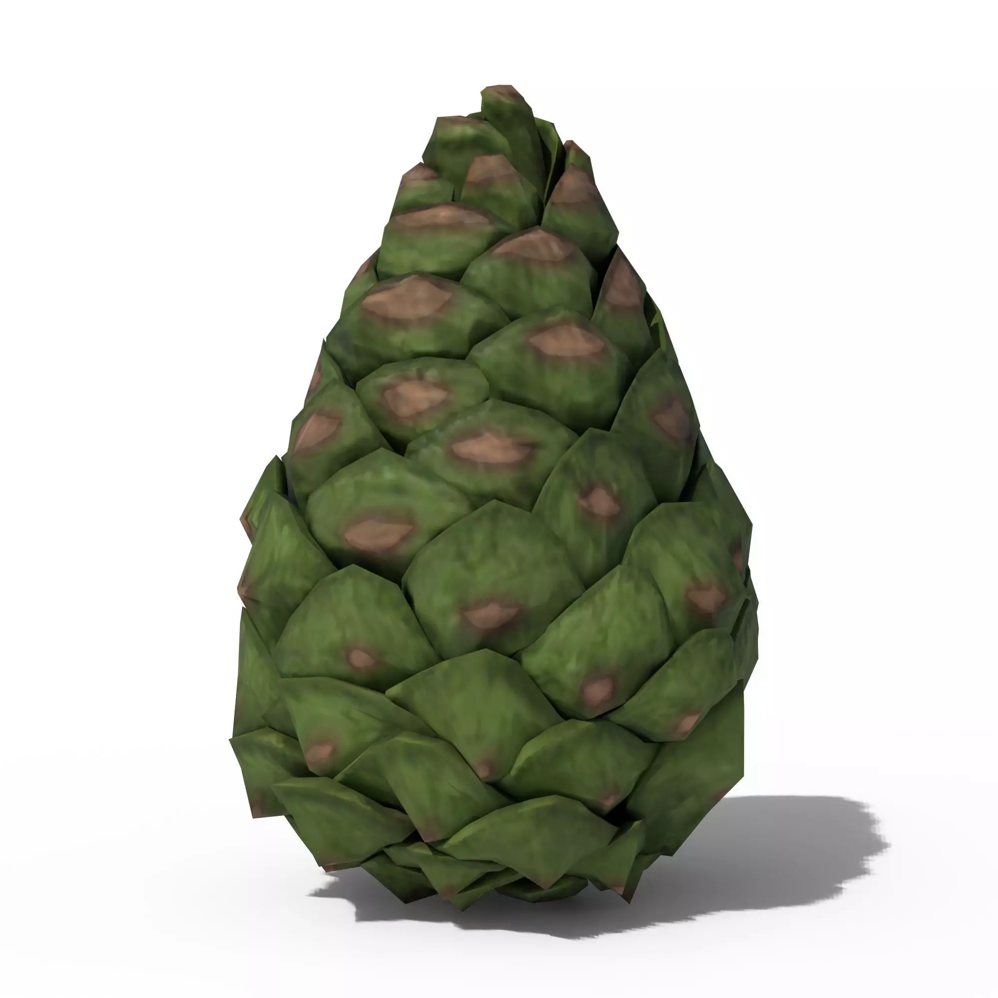 Green Pine Cone Low-poly 3D model_2