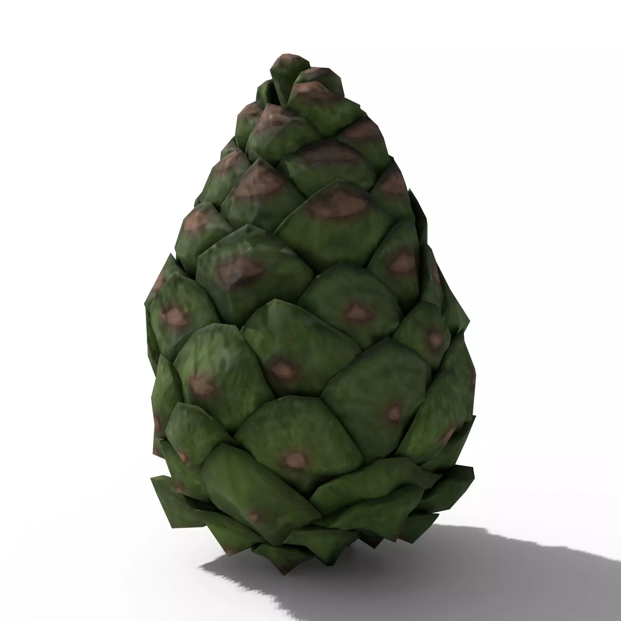 Green Pine Cone Low-poly 3D model_4